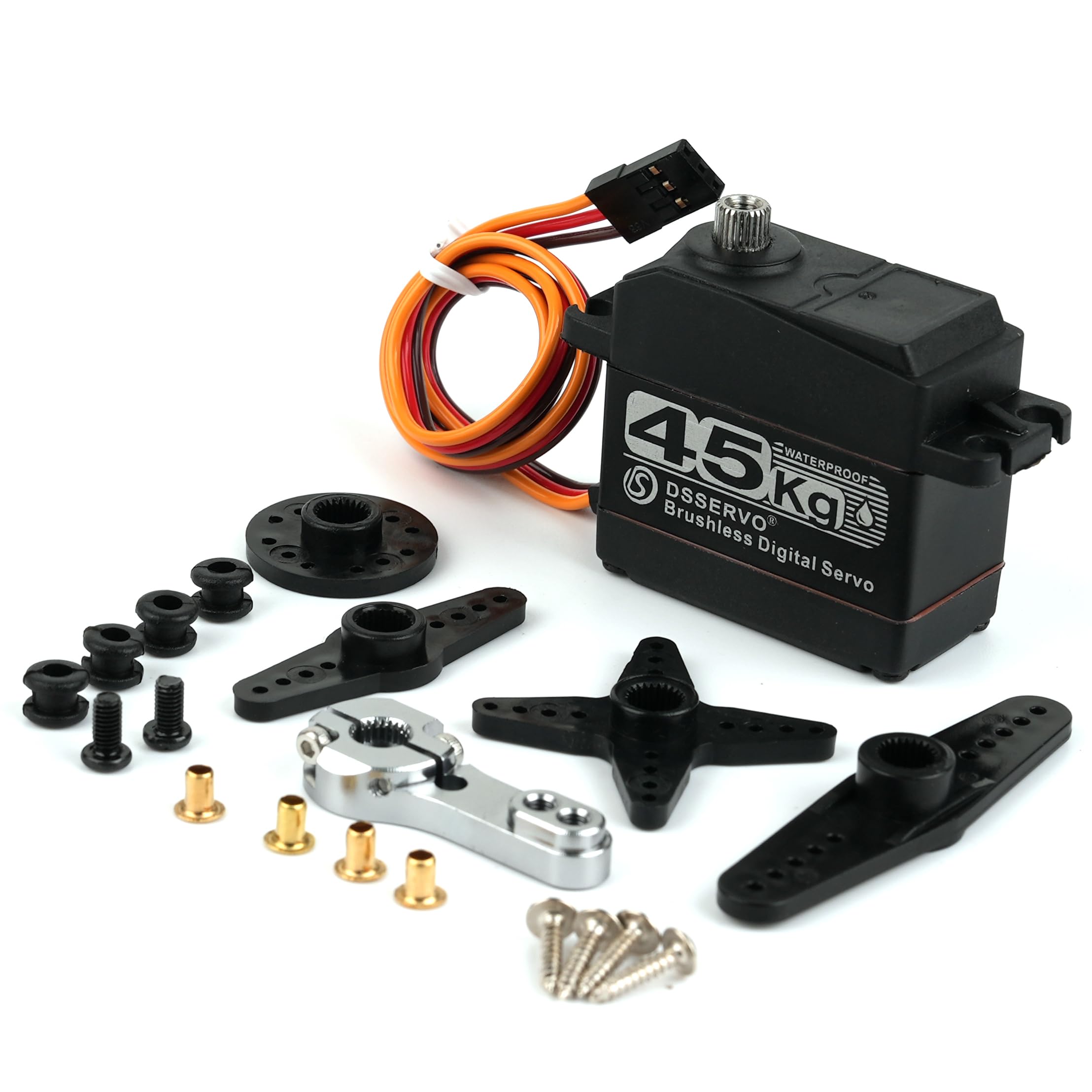 Servo senza spazzole ad alta velocità, motori a doppio cuscinetto, ingranaggio in acciaio inossidabile in metallo ad alta coppia, impermeabile IP67, servo digitale per robot RC scala 1/8 1/10