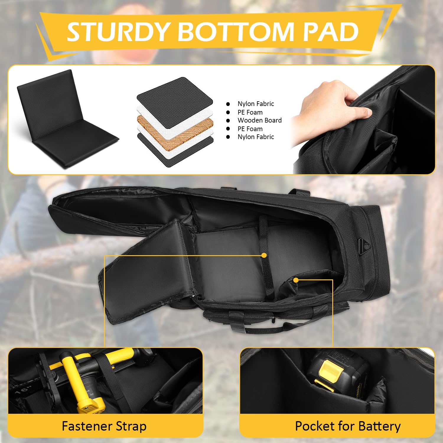 Funda de Transporte para Motosierra, Estilo táctico, Impermeable, Bolsa de Almacenamiento Compatible con Ego, Dewalt, Greenworks de 14, 16 y 18 Pulgadas, Motosierra eléctrica y Accesorios,