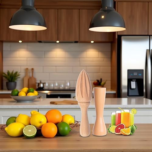 Miniatura 8 de Exprimidor de cítricos de madera  Escariador manual de mano de limónnaranja  Herramienta exprimidora de frutas portátil para el hogar, cafetería y