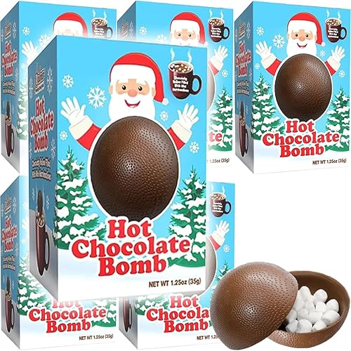 Miniatura 4 de Fruidles Bombas de Chocolate Caliente de Navidad, Huecas Chocolatosas Rellenas con Mini Malvaviscos de Cumpleaños, Bombas de Cacao