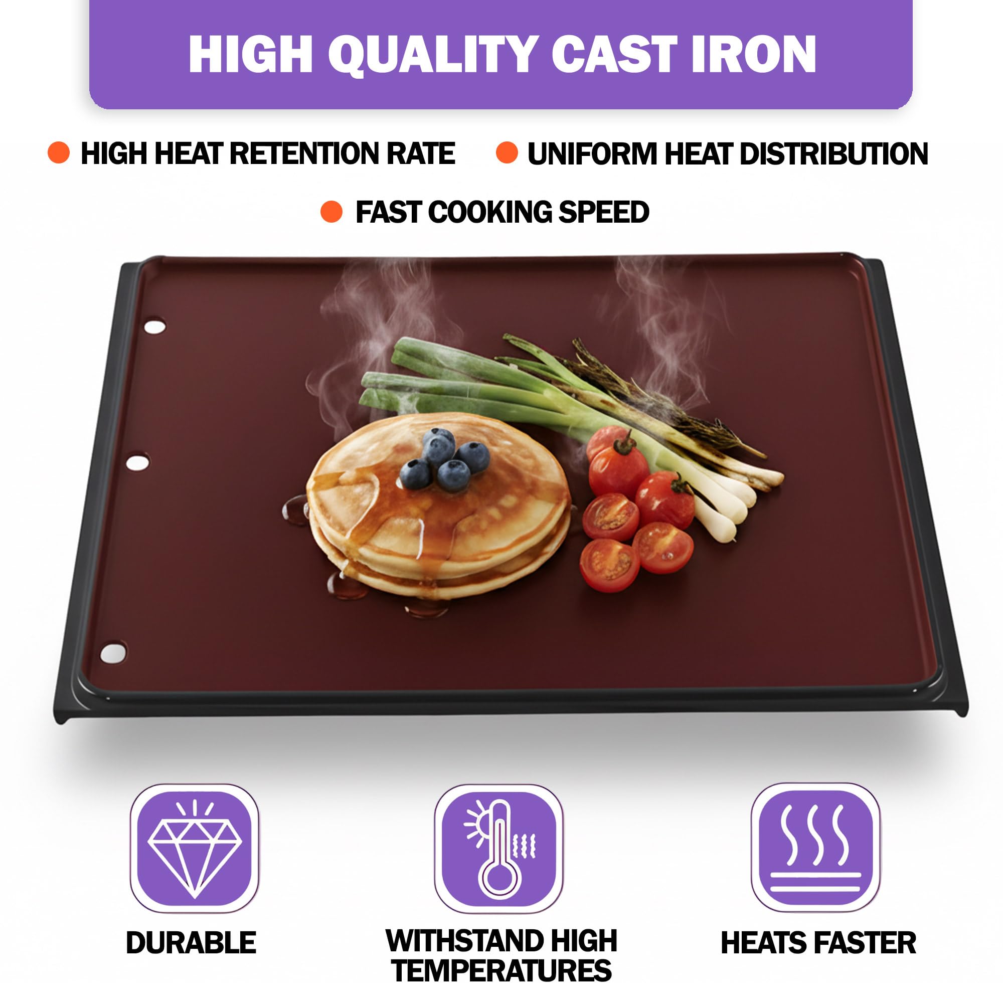 Wendbare Gusseisen-Grillplatte für Napoleon Prestige PRO 500 Series BBQ Grillzubehör, emaillierte Grillplatte