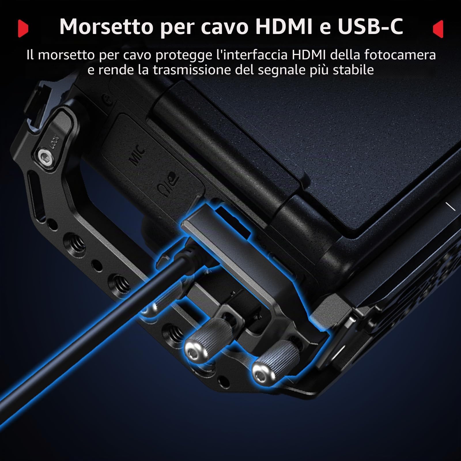 SMALLRIG Gabbia per Fotocamera Nikon ZR con Impugnatura in Silicone e Morsetto per Cavo HDMI, Gabbia Completa in Lega di Alluminio, Piastra a Sgancio Rapido Integrata per Arca -5467