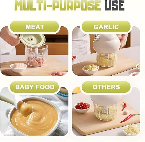 Miniatura 6 de Picadora de carne eléctrica multifuncional, picadora de carne eléctrica de 11.8 fl oz, procesador de alimentos multifuncional, utilizado para agitar