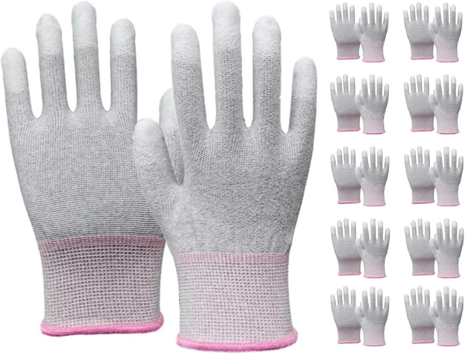 VIPER 10 Pairs Anti Static Gloves, Coated Fingertip Grey Carbon Fibers,13G ESD Safety Work Gloves