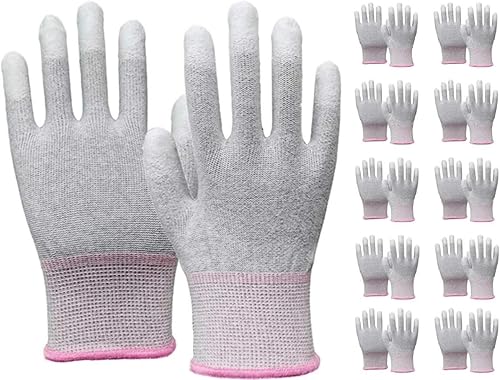 Miniatura 7 de VIPER - 10 pares de guantes antiestáticos, recubiertos de fibra de carbono gris, 13G ESD guantes de trabajo de seguridad