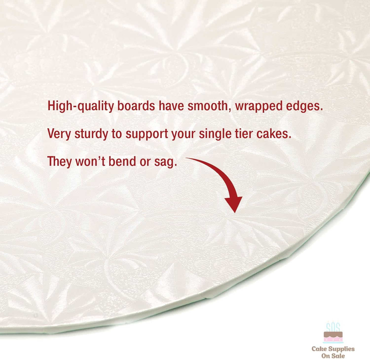 Cake S.O.S. 12" White Round Thin Drum 1/4", 25 count