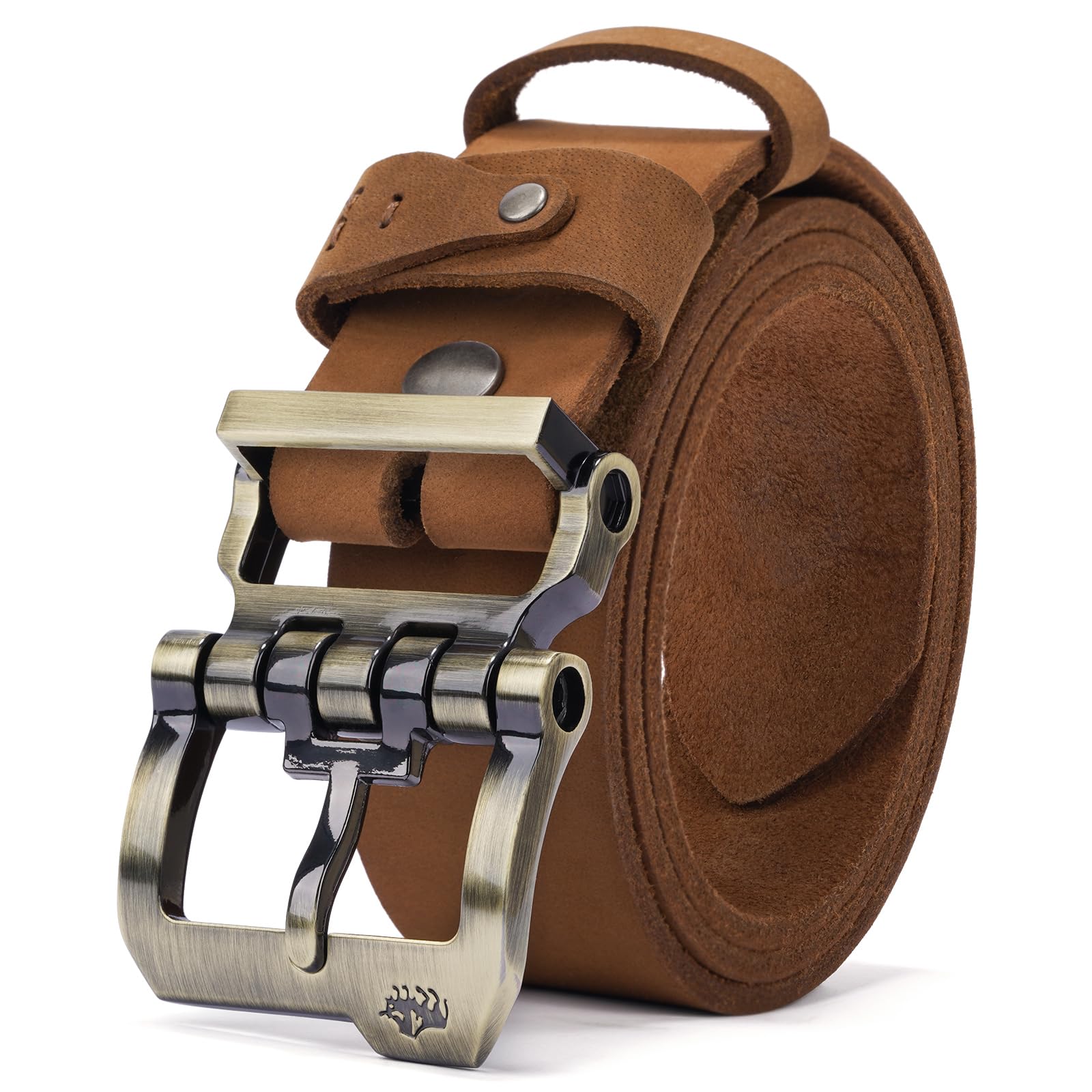 [BISON DENIM]ベルト メンズ 本革 大きいサイズ メンズ ベルト カジュアル 革ベルト ジーンズ用ベルト 作業用ベルト 紳士用ベルト ⾧さ調節可能 ⾧さ105cm～136cm 化粧箱付き 父の日 プレゼント