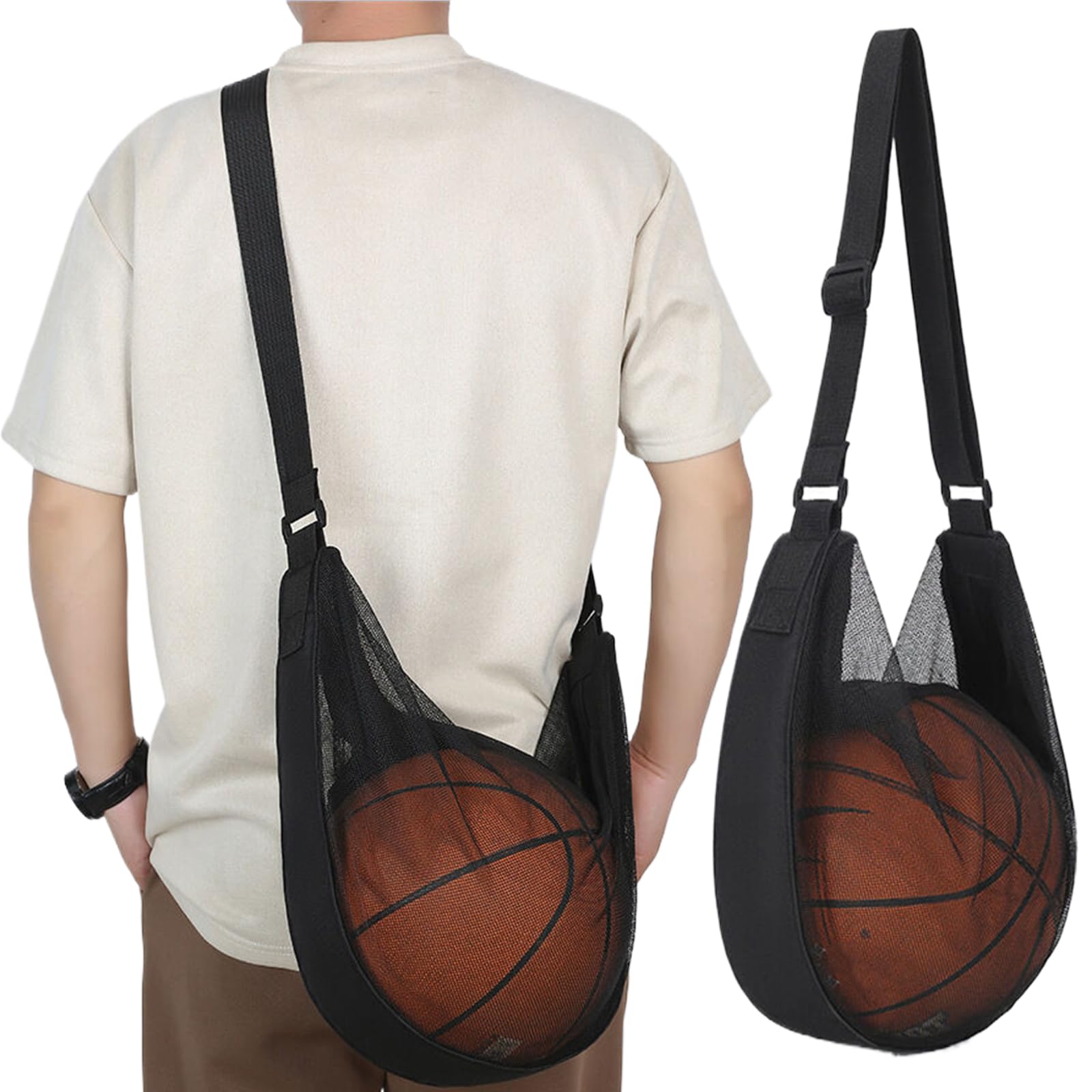 Sac à Dos de Basketball, Poche Filet, Accessoires de Basketball, sac à dos, sac de basket-ball, poche filet avec mousqueton, poche filet pour le football, basket-ball