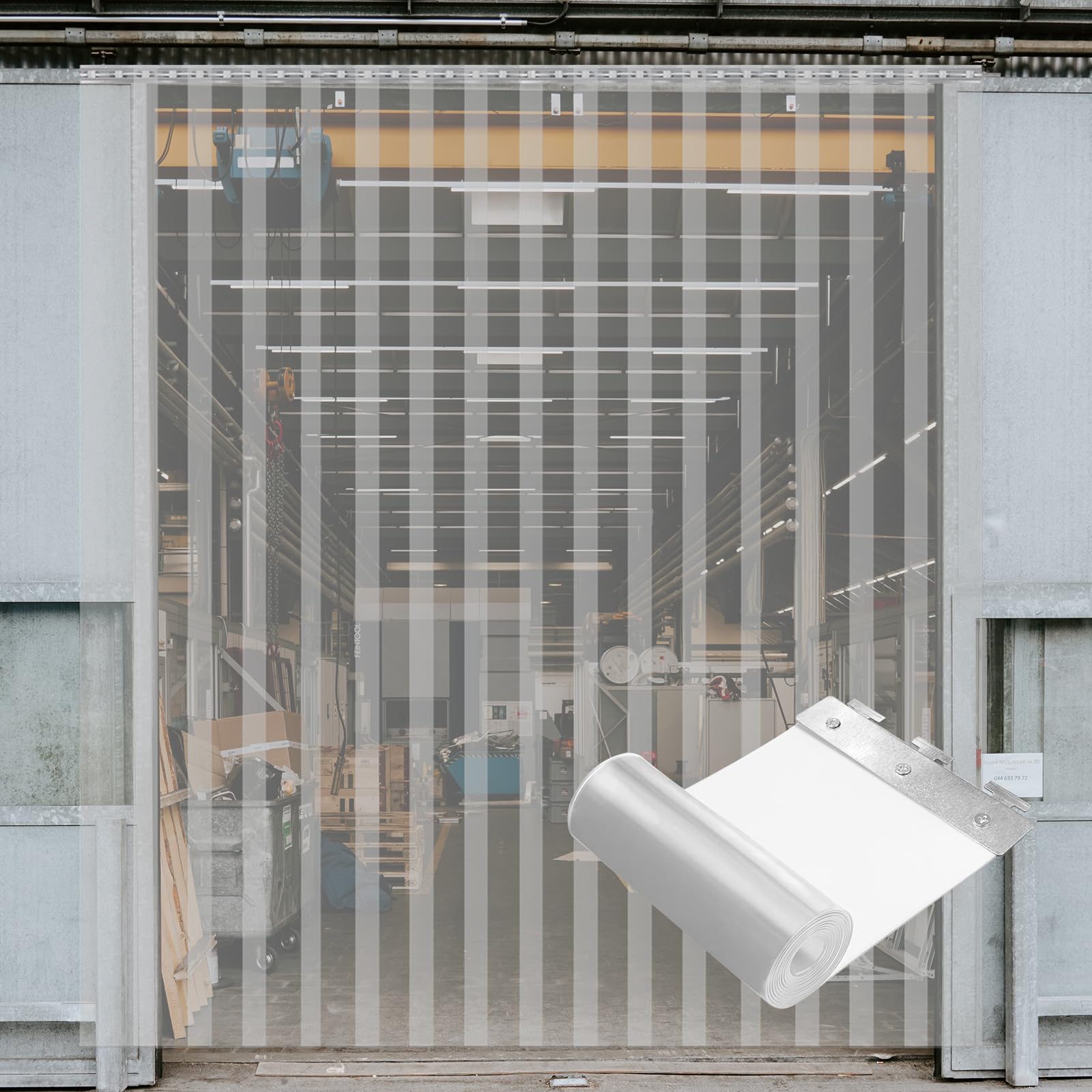 PVC Strip Curtain Kit (8 strips), Pvc Strip Curtain( 1.9mm Thick), 2.13m Length, Door Curtains with Galvanised Steel Rail (1.2m),All Hardware for Warehouse,Coldroom, Catering,Industrial Doorways