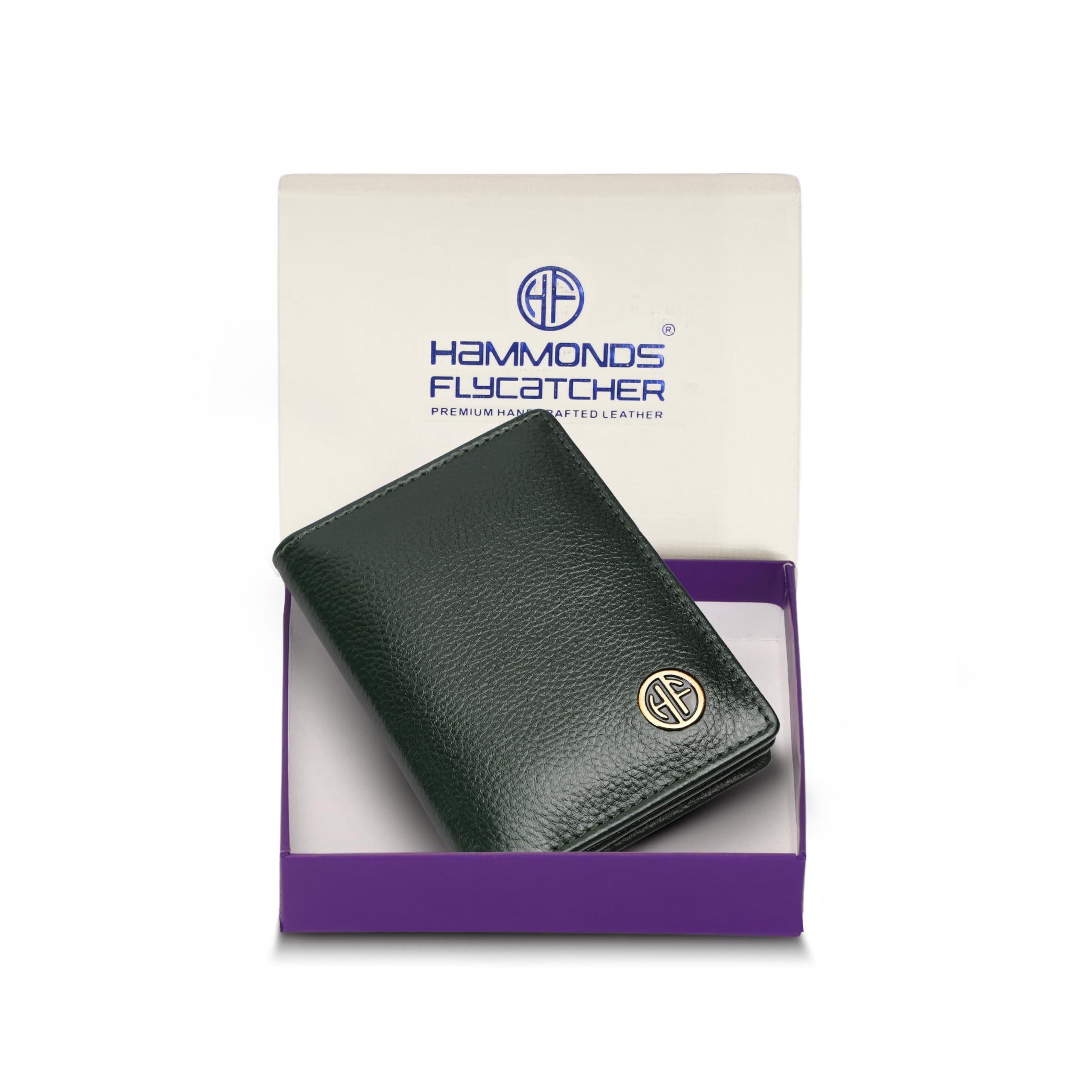 Genuine Leather Card Holder for Men and Women, Green | RFID Protected Leather Card Holder Wallet for Men| Card Wallet Upto 8 Credit Cards/Debit Cards- Slim Bi-Fold Card Holder,