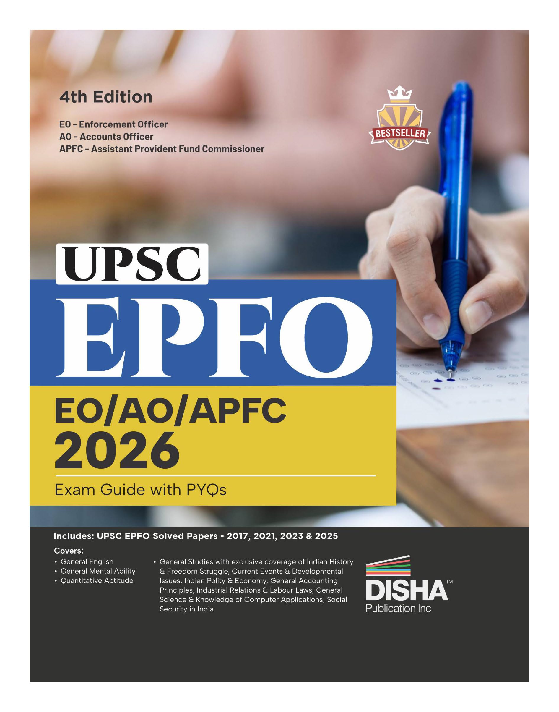 Disha UPSC EPFO EO/ AO/ APFC 2026 Exam Guide with PYQs 4th Edn | Enforcement