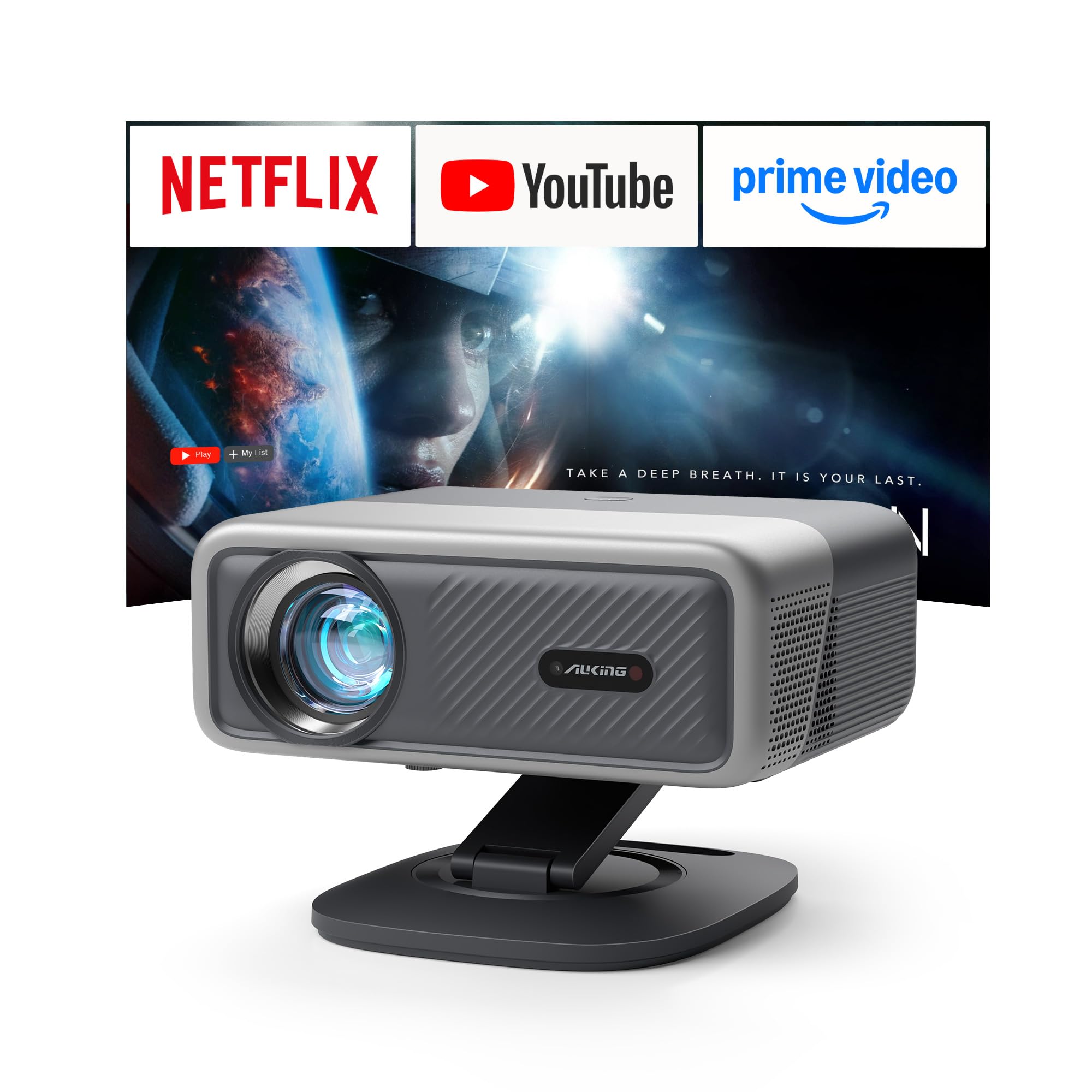 Smart Beamer 4K【Offiziell APPs & Dolby Audio】 4000ANSI Auto Fokus/6D Trapezkorrektur Video Projector Full HD 1080P, WiFi6 Bluetooth Unterstützt 4K Video Beamer Heimkino/Outdoor für Handy Projektor