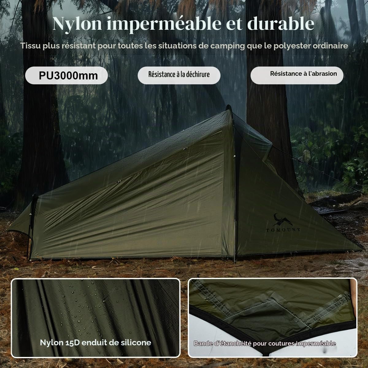 TOMOUNT Sac de bivouac ultra léger en nylon - Tente de bivouac pour 1 personne - Étanche - Petite taille une fois pliée - Tente de trekking pour une personne - Pour la randonnée, le camping