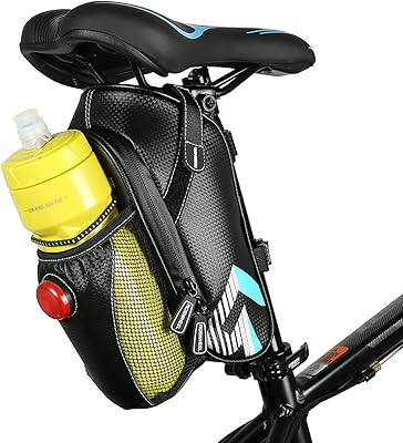 Roswheel 131396 Bici Borsa Bicicletta sellino della Bottiglia di Acqua del Supporto e LED Luce di Sicurezza, Nero/Azzurro
