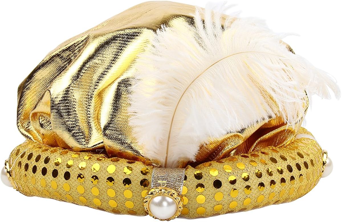 Buy Mochiglory Gold Gypsy Fortune Teller Arabian Hat Feather Plume Hats