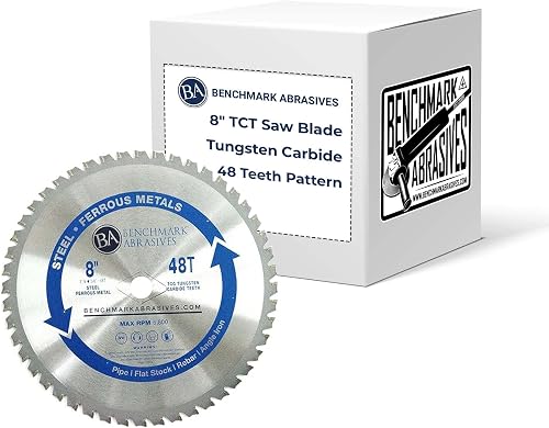 Benchmark Abrasives 8" TCT Circular Saw Blade, 48 Teeth | For Metal and Stainless Steel, Tungsten Carbide Tipped, Miter Saw Compatible