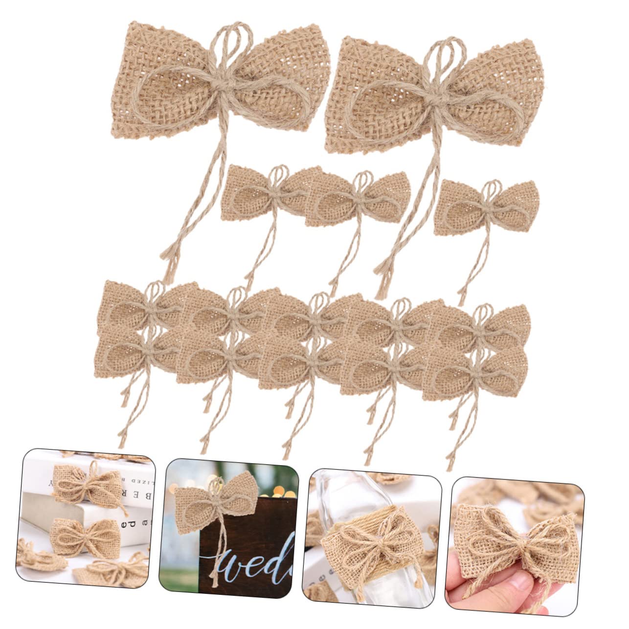 Cabilock 5 Set Fiocco di Juta Decorazioni Natalizie Addobbi Natalizi Decorazione Matrimonio Piccolo Nastro Mini Fiocco Nuziale Decorazione ' di Natale Intorpidito 15 Pezzi * 5