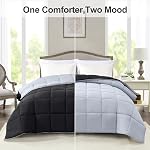 Homelike Moment Comforter King Size - Black Duvet Insert Down Alternative Bed King Comforter, Lightweight Bedding Comforters Quilted Soft All Season Reversible Black/Light Grey