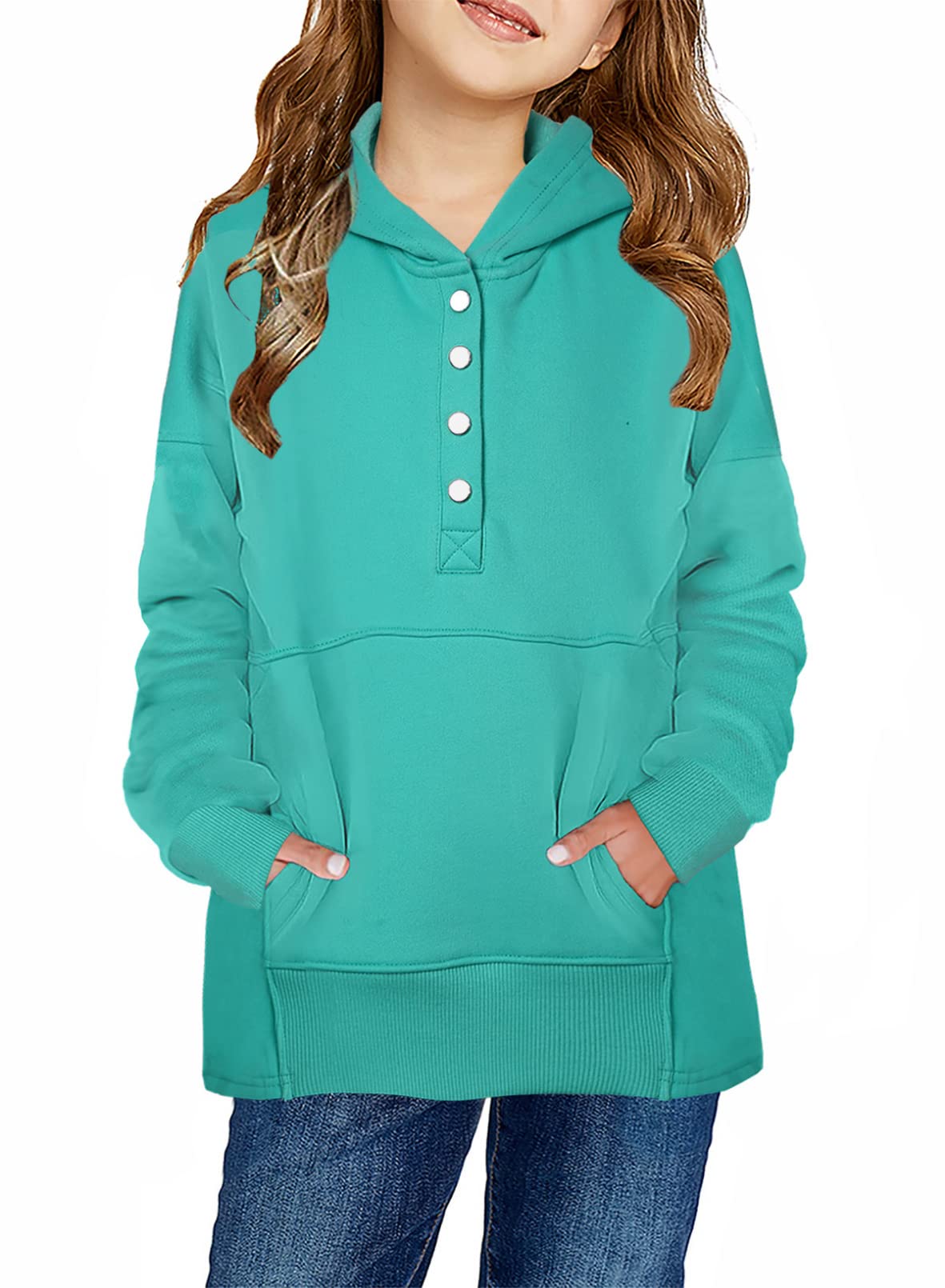Photo 1 of blibean Girls Long Sleeve Tops Trendy Shirt Size 4-13 Years Old 12-13 Years Z2 Green- 2XL