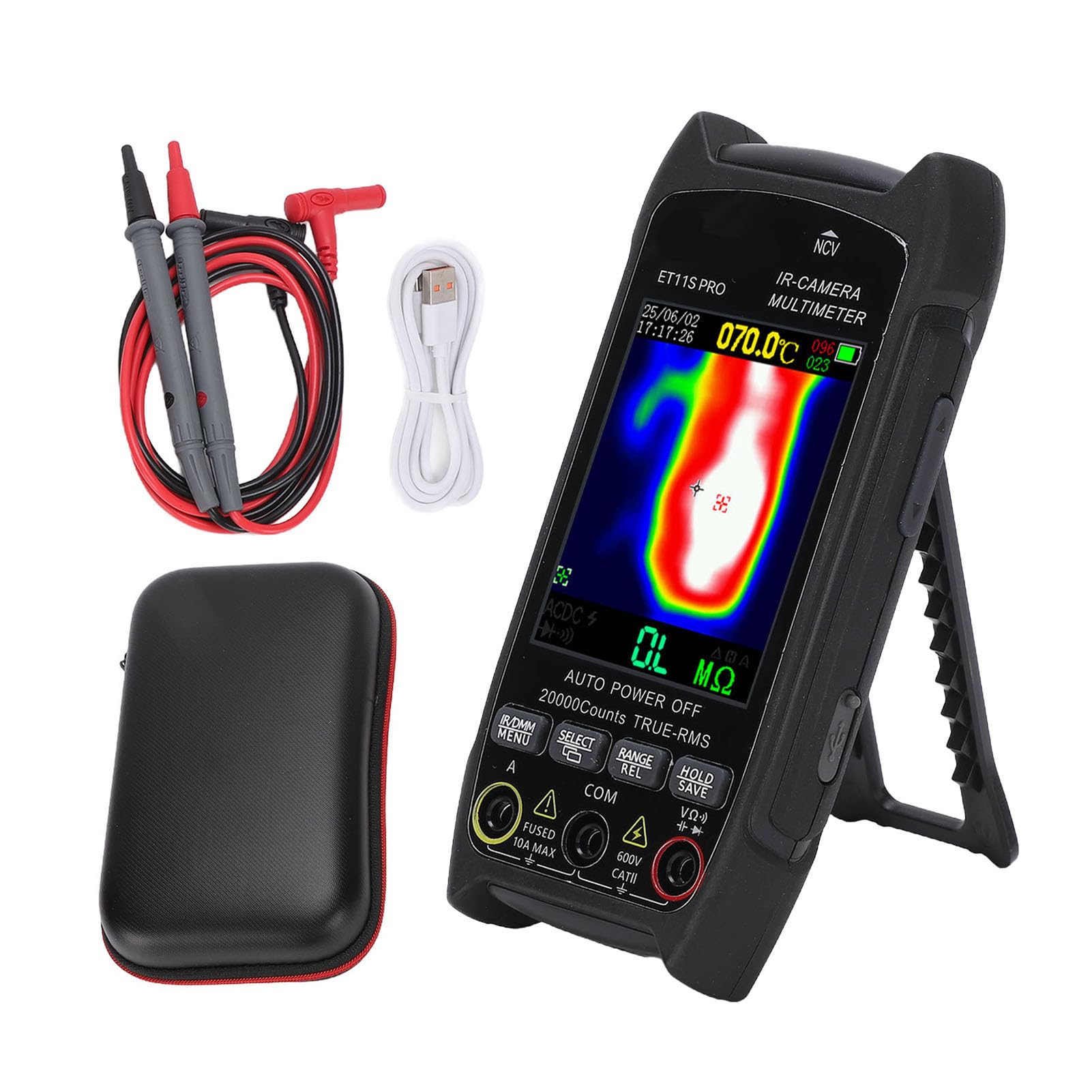 Zunate Multimetro Palmare Multifunzione con Termocamera Design Compatto per Ispezioni Campo, funzionalità di Sicurezza Avanzate - Risoluzione a Infrarossi 32x32, Display 240x240