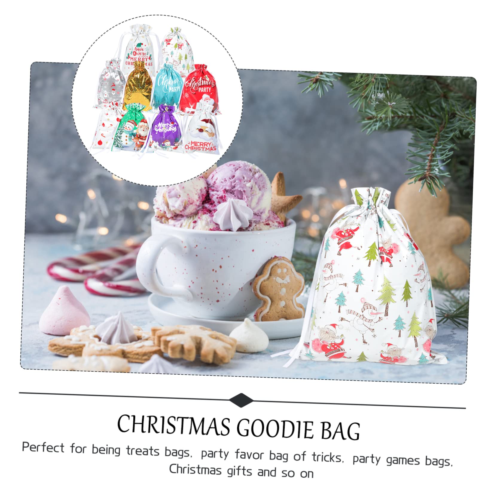 OUNONA 3 Set Sacchetto Di Caramelle Natalizie Sacchetti Per Confezioni Natalizie Pacchetti Natalizi Natale Sacchi Di Bottino Sacchetti Portaconfetti Custodia Natalizia 10 Pezzi * 3