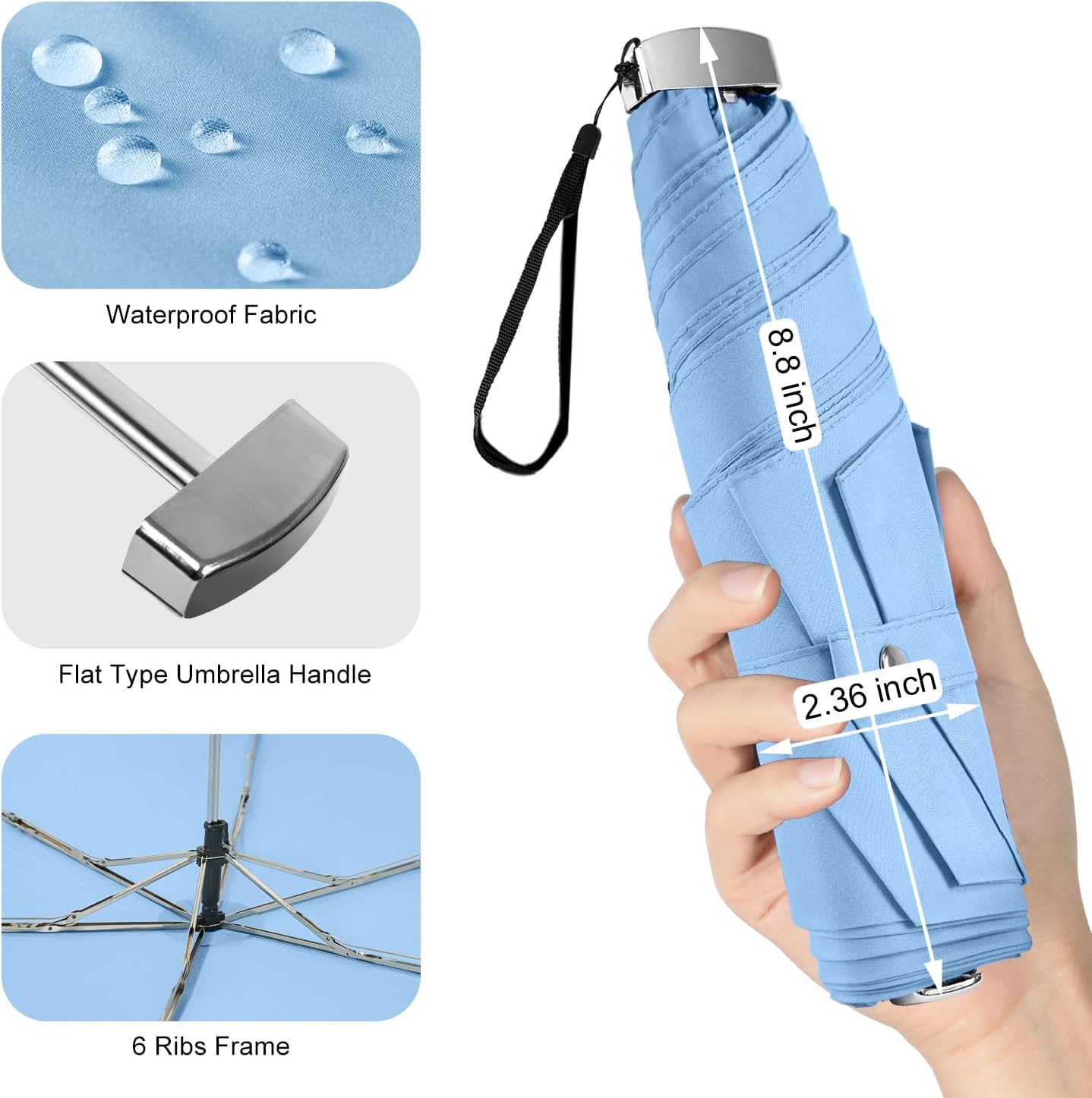 Travel Umbrella Compact Small Folding Windproof Lightweight for Women image 3