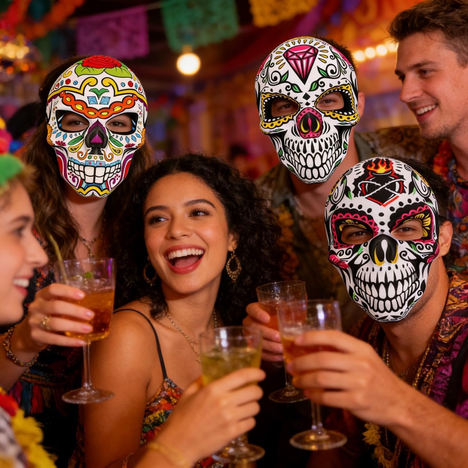 KIPETTO Mardi Gras Mask Venetian Party Mask Sugar Skull Masquerade Masks for Halloween Cosplay Mexican Masquerade Party