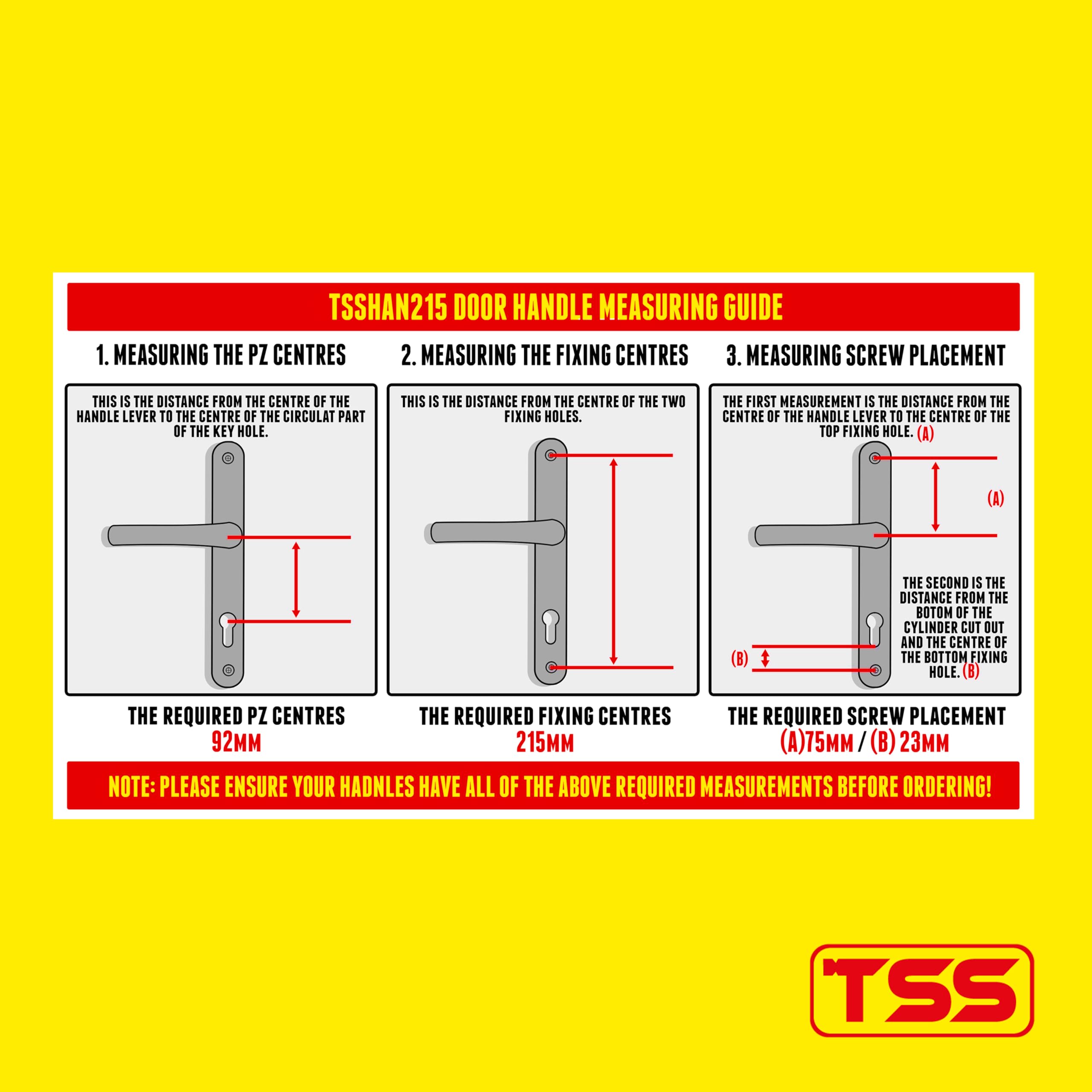 TSS UPVC Door Handles Set including Blank External (Dummy), Lever/Lever, 92mm PZ (Centres), 215mm Screw to Screw - Image 4