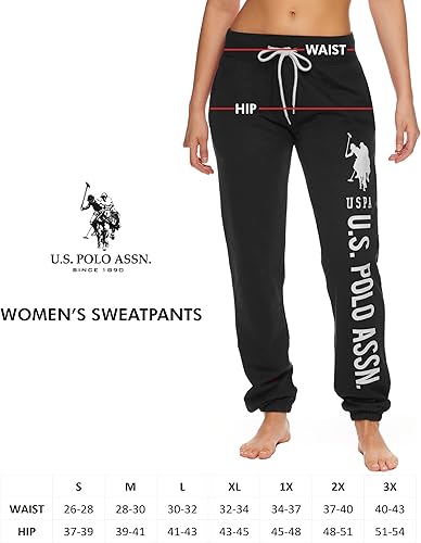 Vista 6 de U.S. Polo Assn. Pantalones deportivos para mujer Pantalones deportivos para mujer con estampado de logotipo, rizo francés de polialgodón