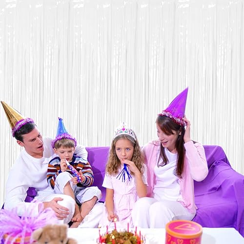 Miniatura 6 de BTSD-home Cortina de flecos de papel de aluminio, cortina de telón de fondo metálico para decoración de bodas, cumpleaños, baby shower, despedida de