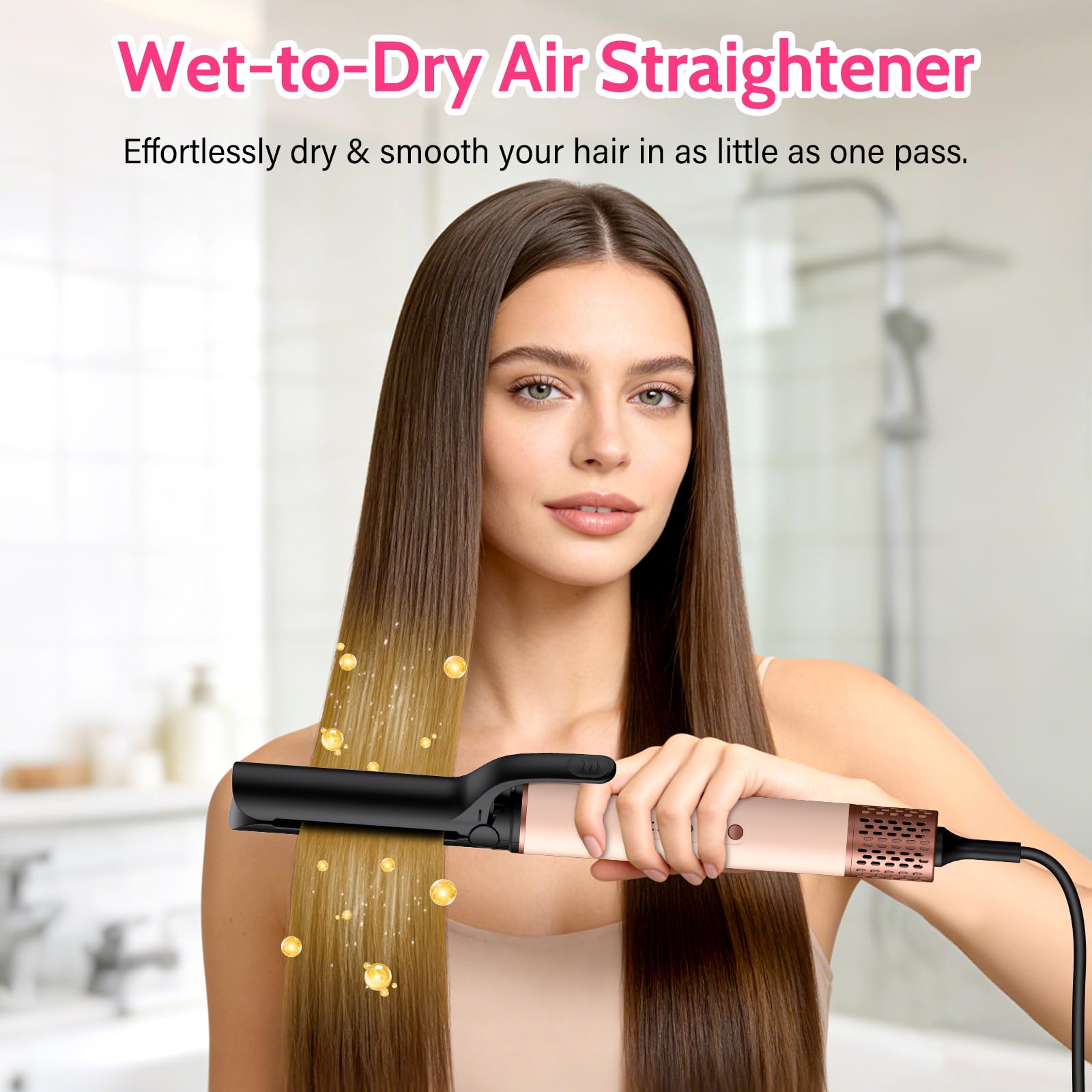 6 in 1 Hochgeschwindigkeit Hairstyler, 1400W Airstyler, Lonen Warmluftbürste, Rundbürstenföhn mit Lockenstab, Rundbürstenföhn, Stylingbürsten, Haarstyler für Trocknen, Locken, Glätten, Volumen,Styling