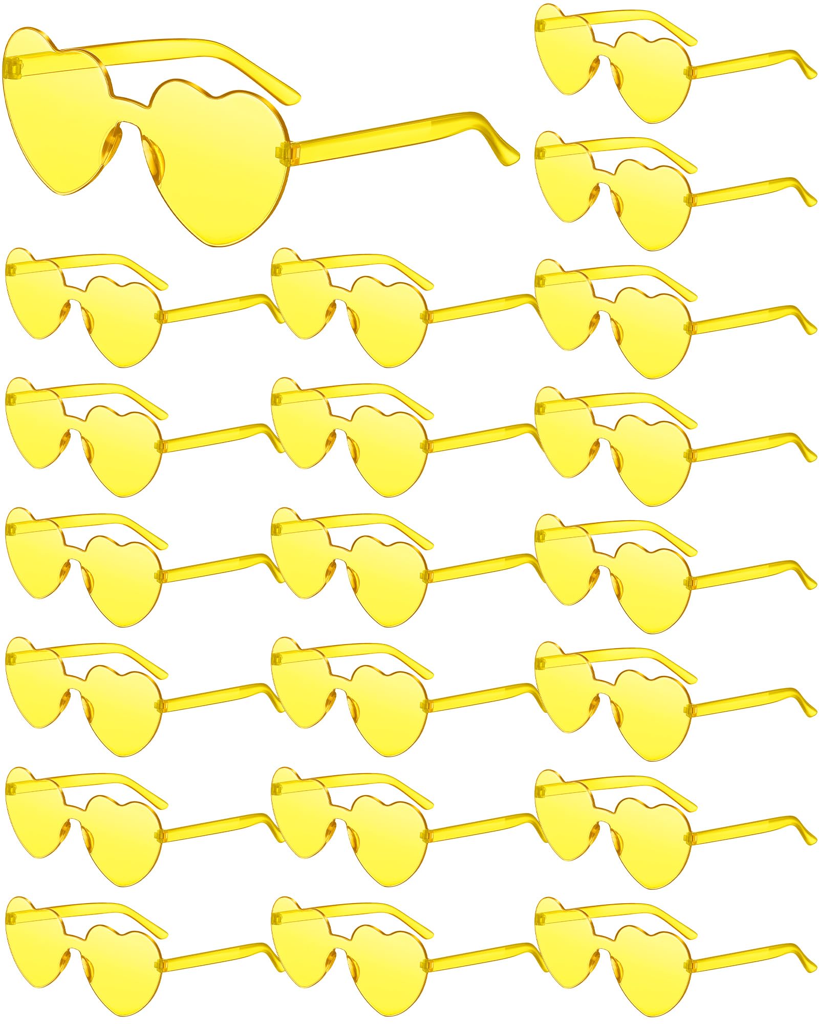 Frienda 20 Pairs Heart Shaped Sunglasses Rimless Candy Color Glasses for Women Men Party Favor