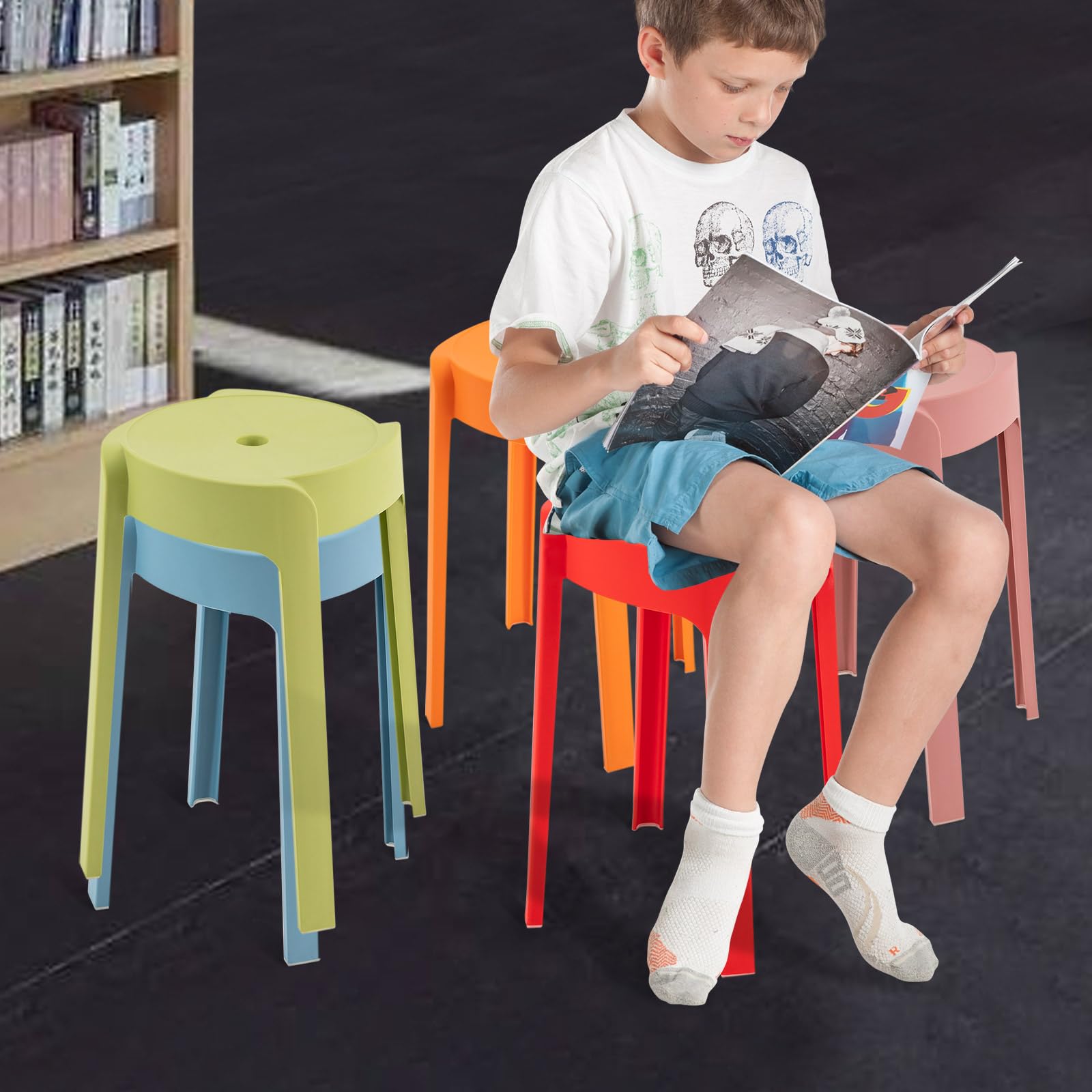Taboret z możliwością układania w stos, 5 sztuk, tworzywo sztuczne
