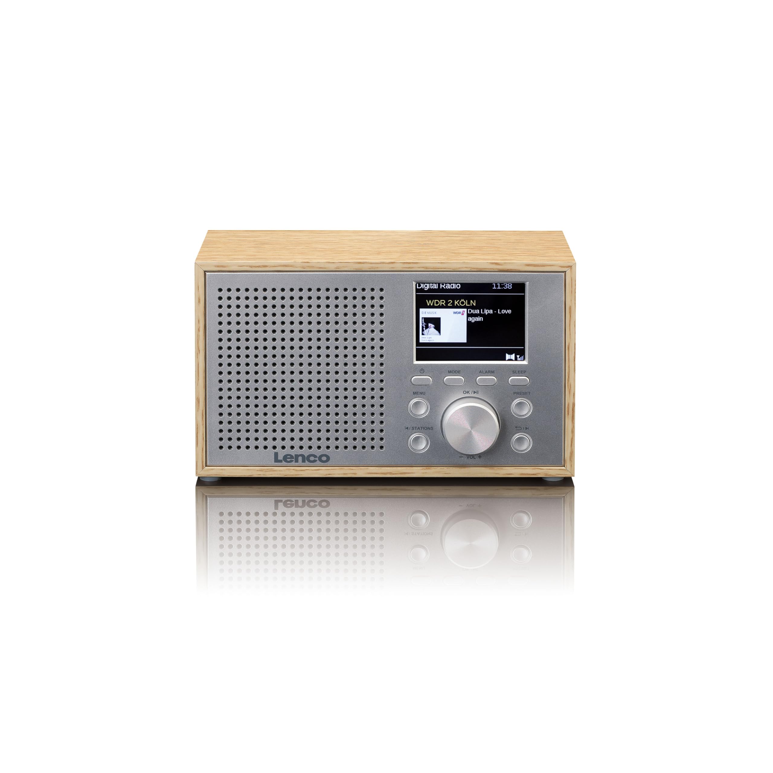 Lenco DAR-017 DAB+ Radio – kompaktes DAB+ Radio mit Bluetooth 5.0 - Senderspeicher - FM Empfänger - 2 Weckzeiten - 3 Watt RMS - 3,5mm AUX - Holz