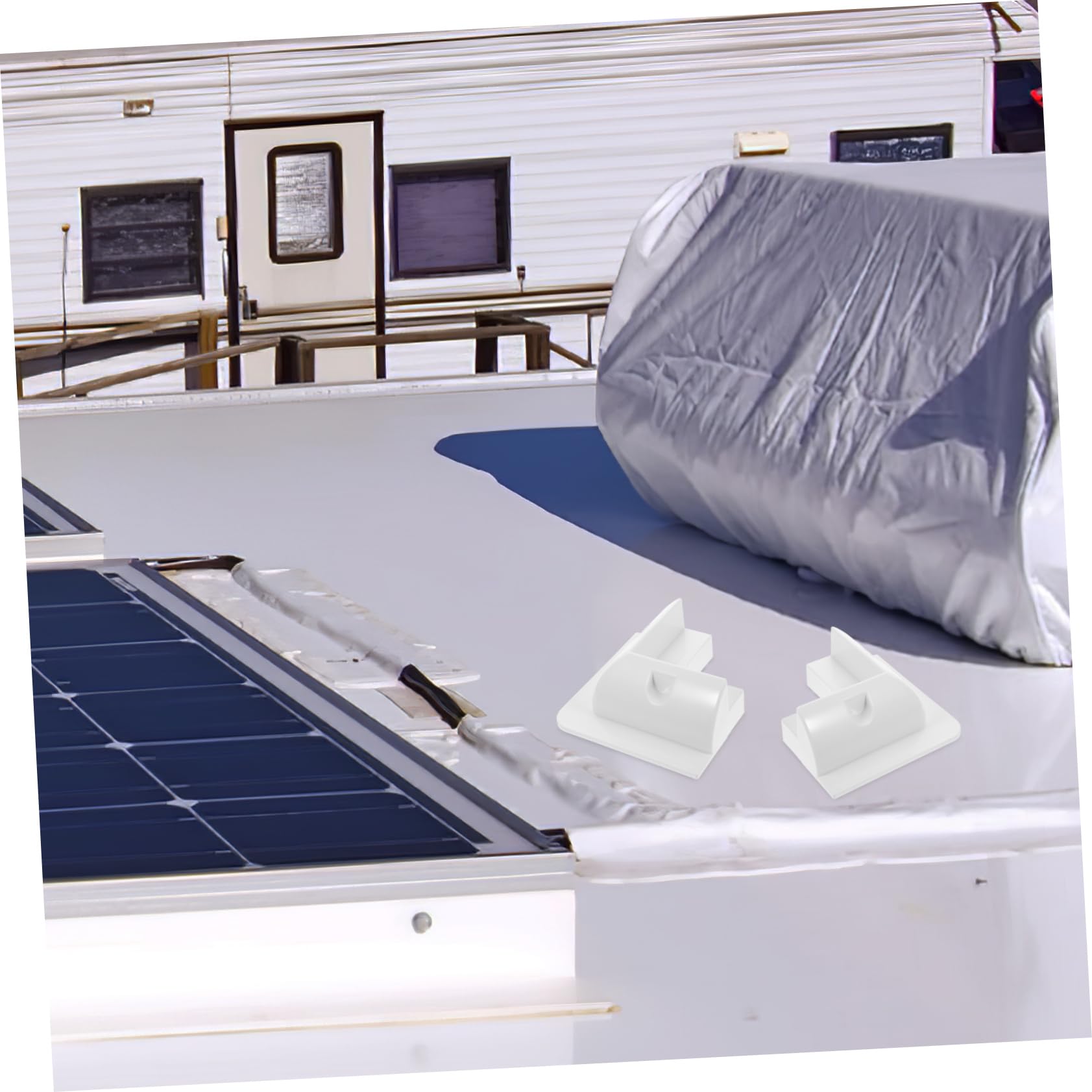 Supporto Necessità e Tetti Fotovoltaici per Camper Pannelli Forare Piani in Abs Bianco senza Protezione per Pannelli Solari, Kit 4 Pezzi per Outdoor