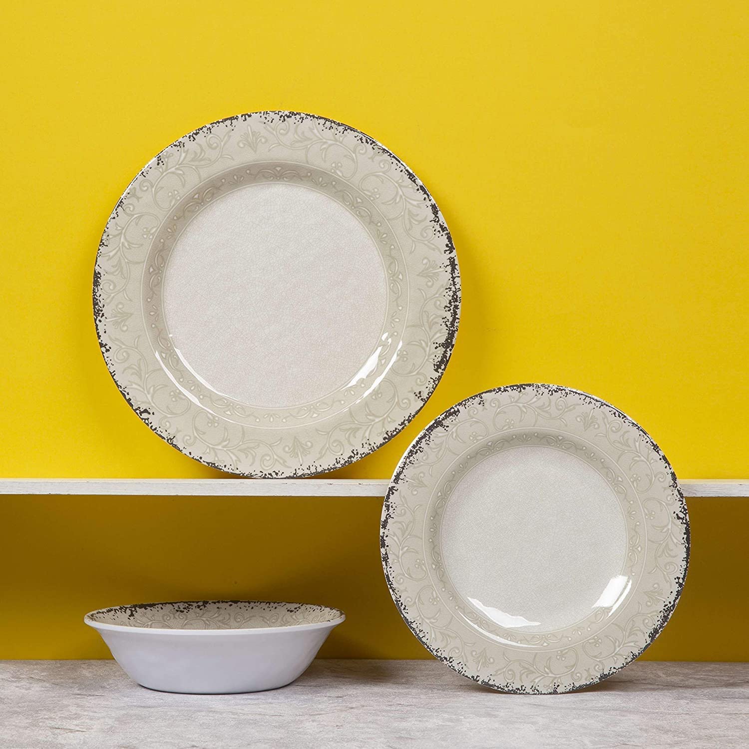 Service de Table en Porcelaine Service de Table en céramique pour 4 à 12 pièces Service de Table pour l'intérieur et l'extérieur, Lavable au Lave-Vaisselle, inc(
