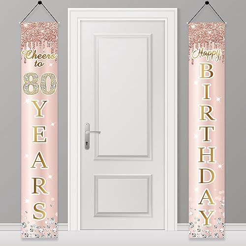 Miniatura 1 de Cartel de puerta para decoración de cumpleaños de 80 años para mujer, decoración de cumpleaños de 80 años, decoración de porche de feliz cumpleaños