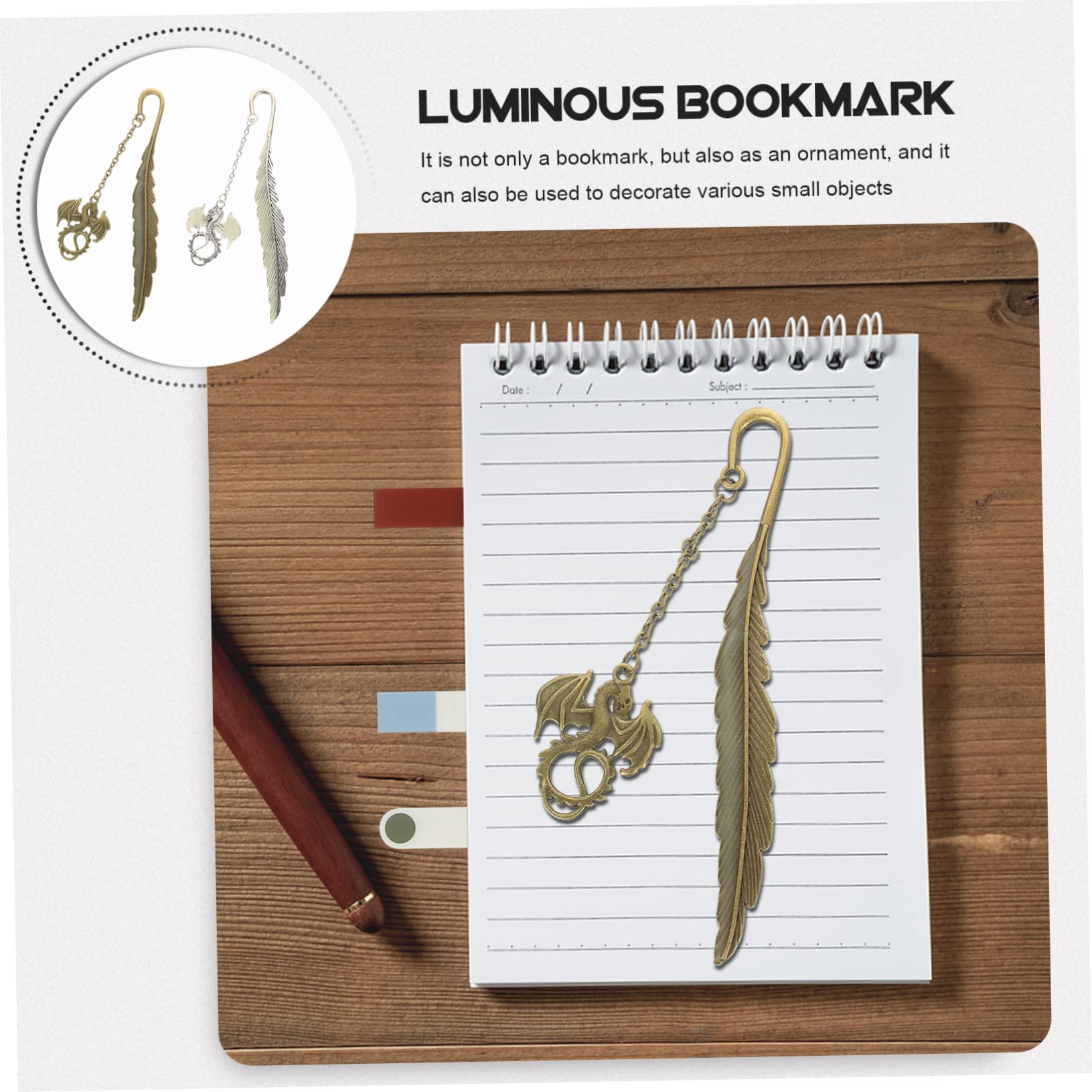 Housoutil 5 Set Segnalibri Retro Luminosi Zinco Pterosauro Per Per Studenti E Amanti Dei Libri 2 Pezzi*5
