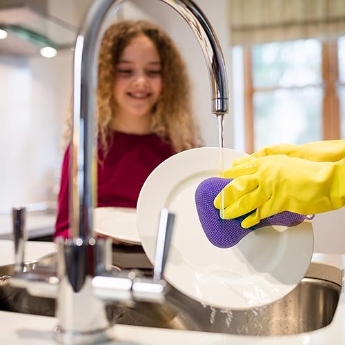 Miniatura 5 de Esponjas de silicona para limpieza, utensilios de cocina, 3 esponjas para fregar platos, cepillo para fregador, accesorios para el hogar