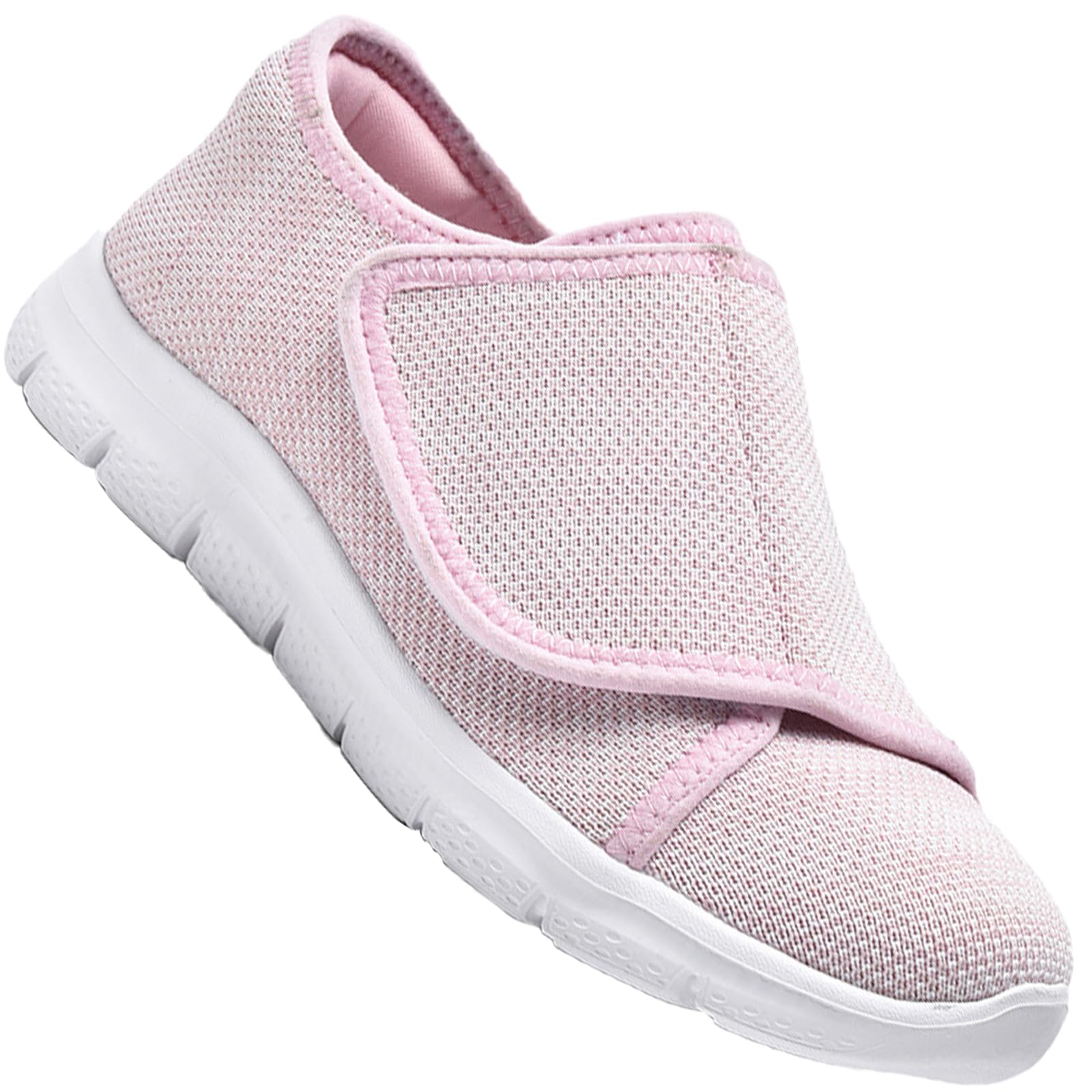 Aocase Womens Extra Wide Fit Diabetic Shoes Easy Close Orthopedic Slippers Easy Close Orthopedic Slippers Adjustable Slip On Walking Sneakers for Swollen Feet Plantar Fasciitis,Pink,41/255mm