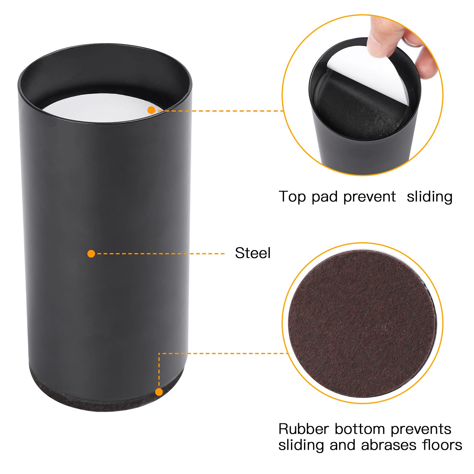 BTSDhome Bed Risers 4 inch Heavy Duty Metal Furniture Risers Steel