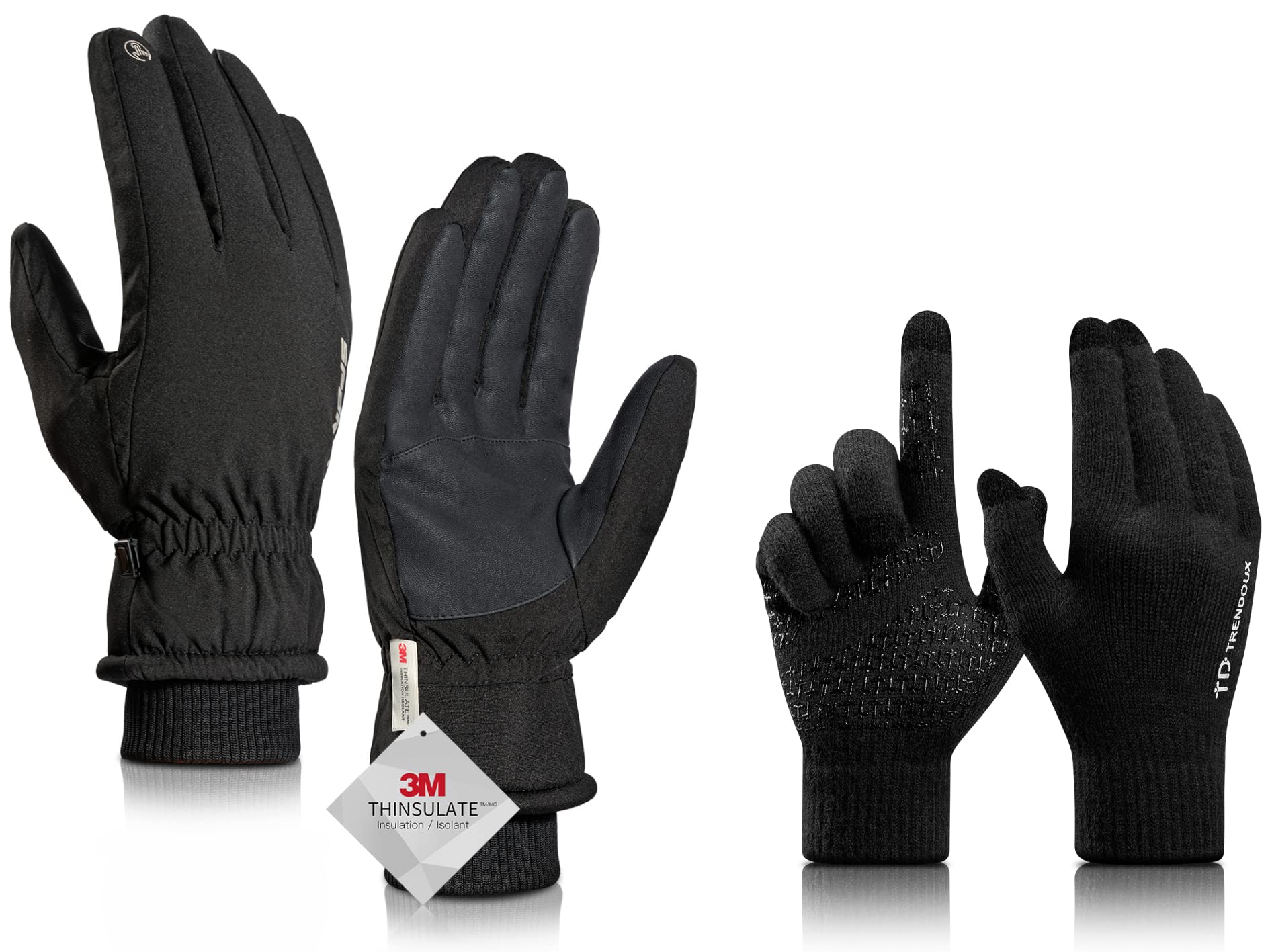 TRENDOUXWINTER GLOVES FOR MEN WOMEN, COLD WEATHER TOUCHSCREEN GLOVES