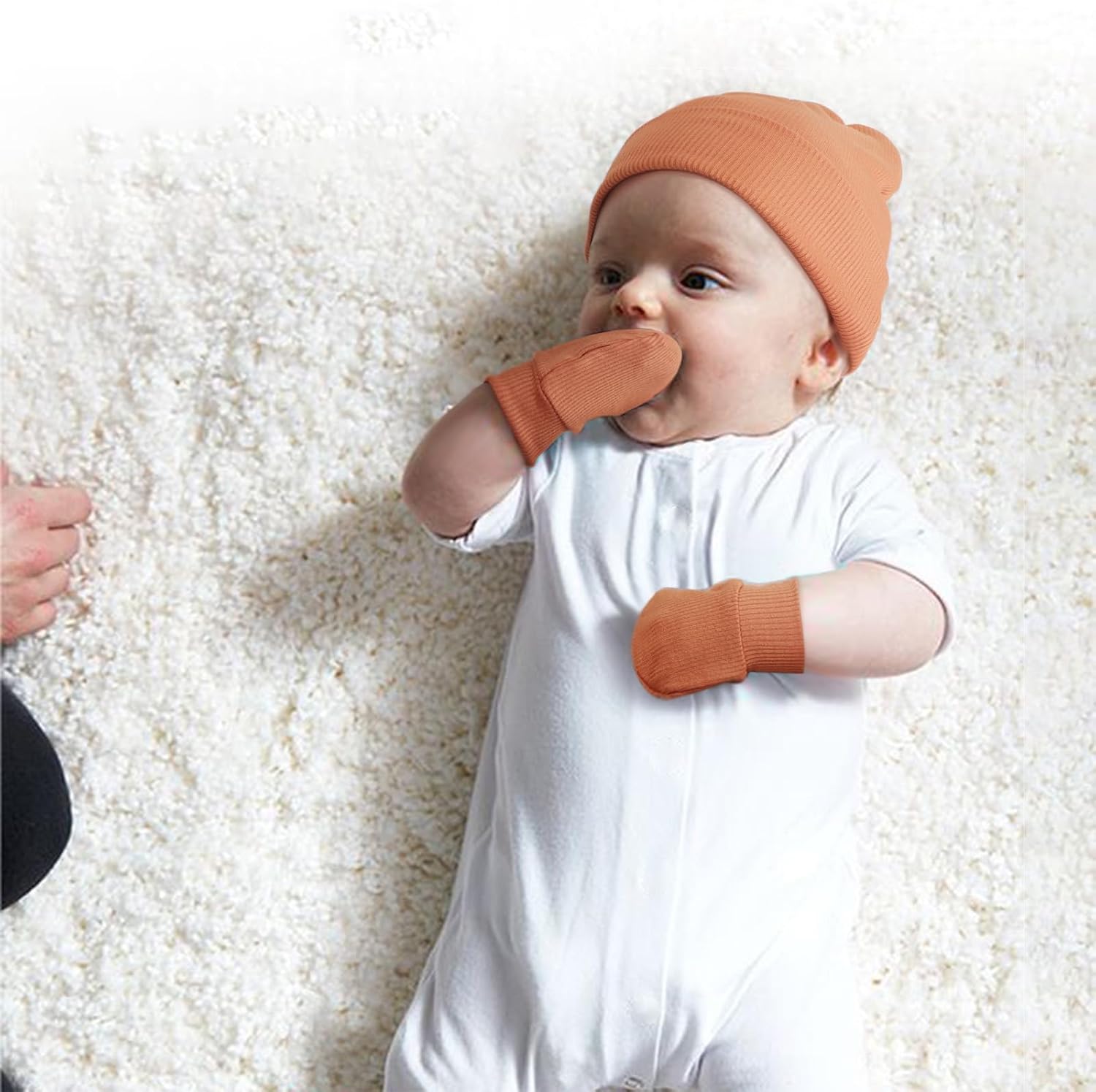 BQUBO Baby Newborn Hats with Scratch Mittens for Unisex Preemie Newborn Hats Hospital Hat for Boys Girls 0-6 Months - Image 3