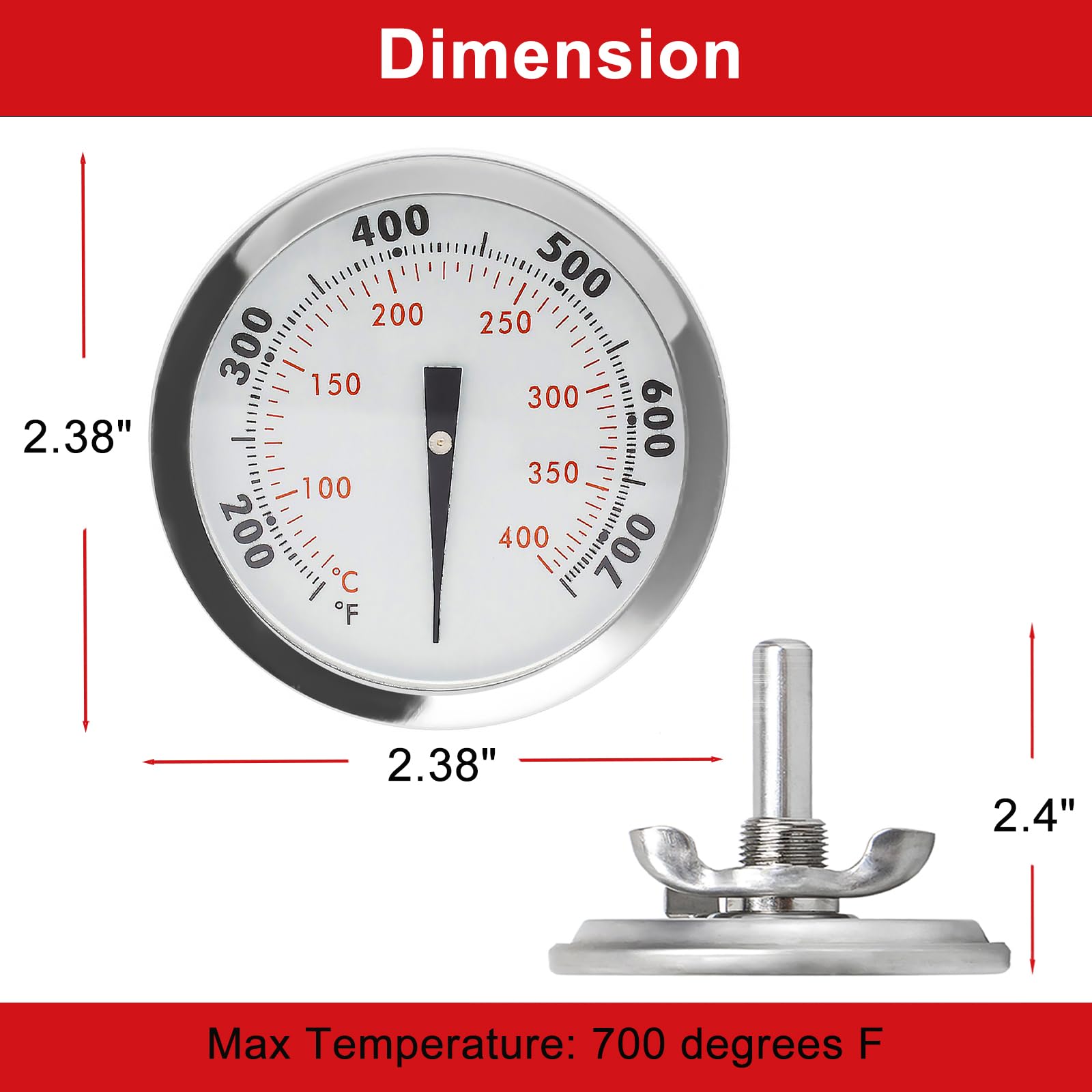 DELSbbq Termómetro de repuesto 67088 67731 para parrillas Weber GS4 Genesis ii y Genesis 300 y Summit Series para Weber E-330 E-315 E/S-310 E/S-410 Genesis Partes, 2-3/8 pulgadas de diámetro