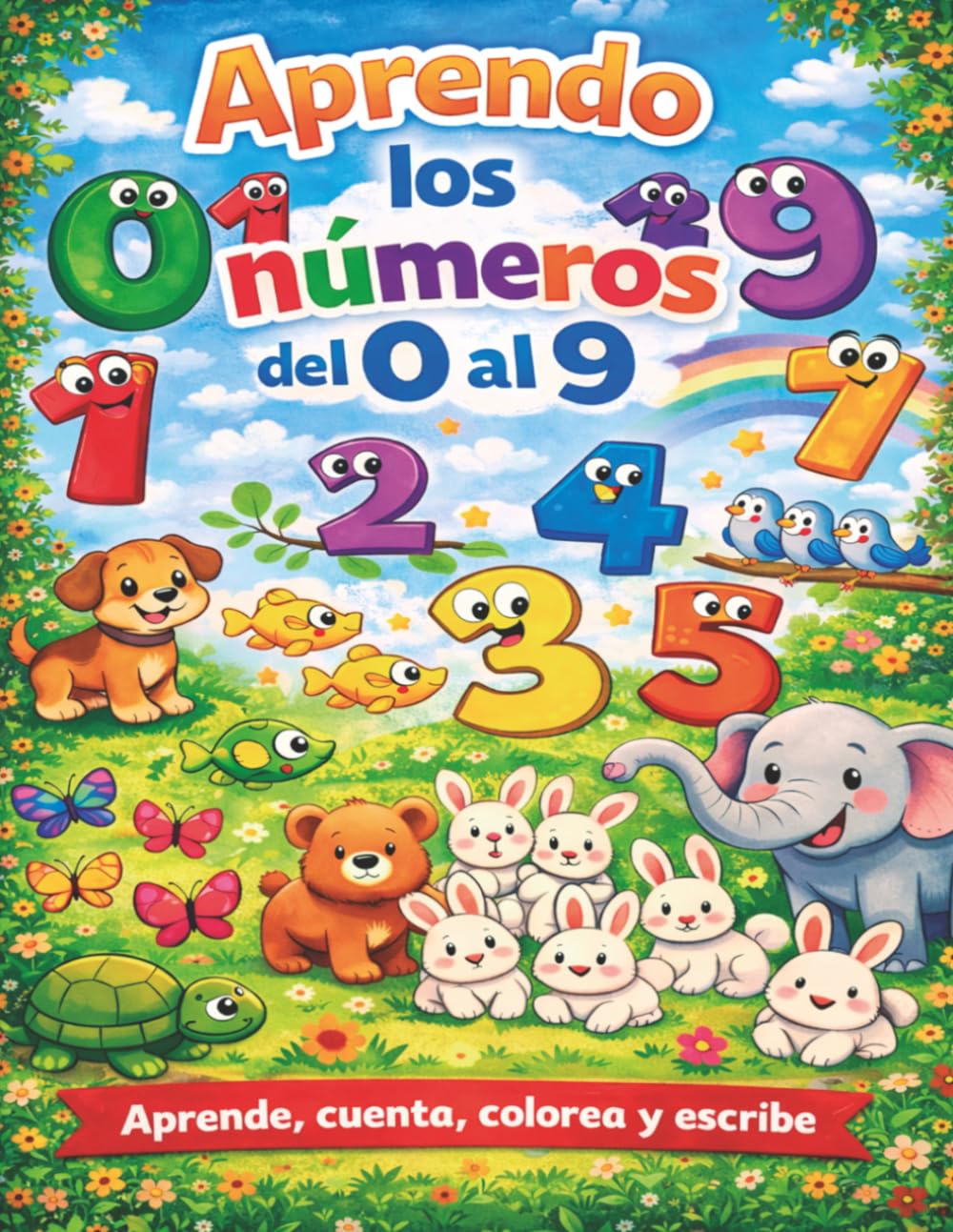 Aprendo los números del 0 al 9: Aprende, cuenta, colorea y escribe.