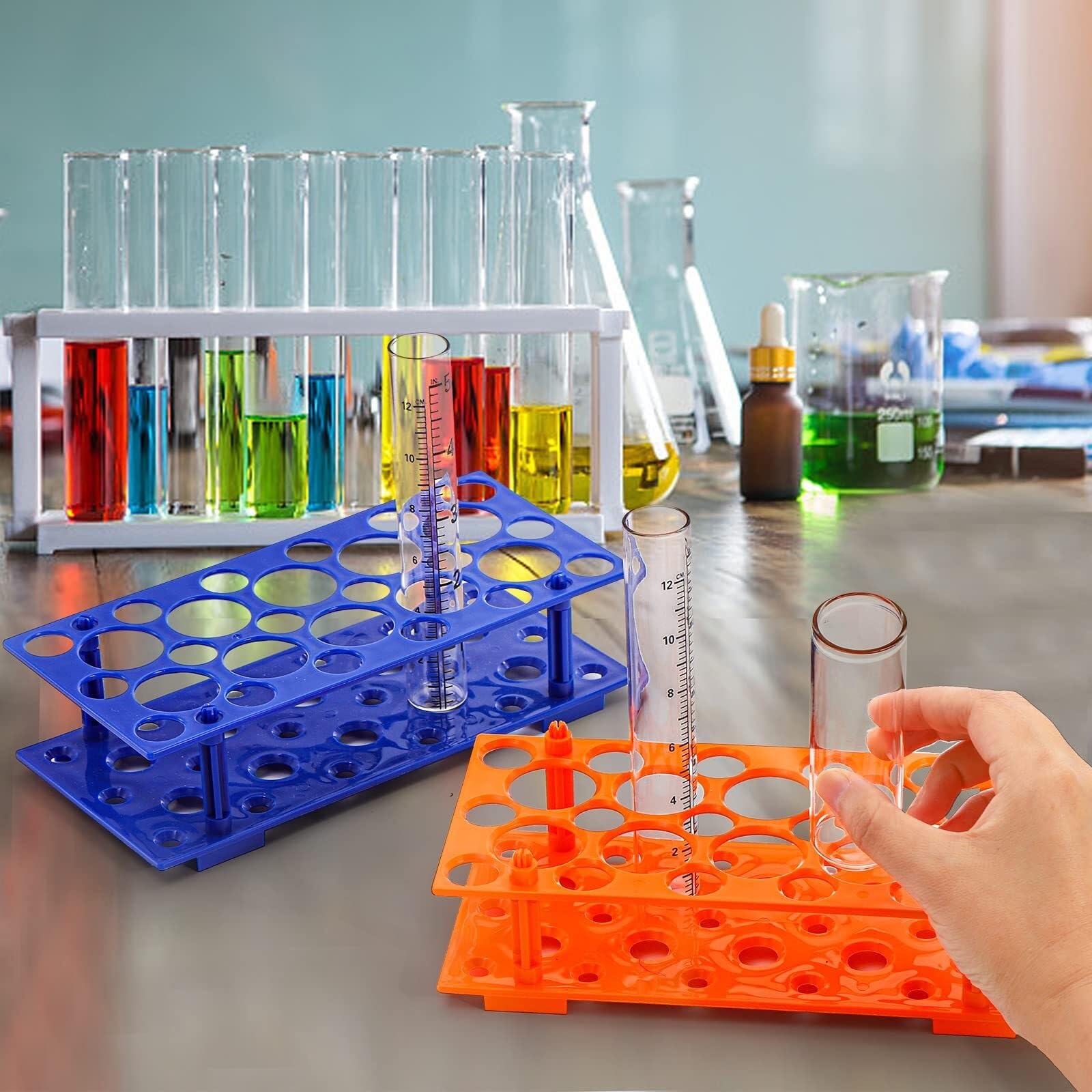 Reagenzglasständer Waschbar 6er-Pack 28-Well-Reagenzglasgestelle, Kunststoff-Reagenzglashalter for Laborzentrifugen, for 10 ml/15 ml/50 ml-Röhrchen Schule Labor