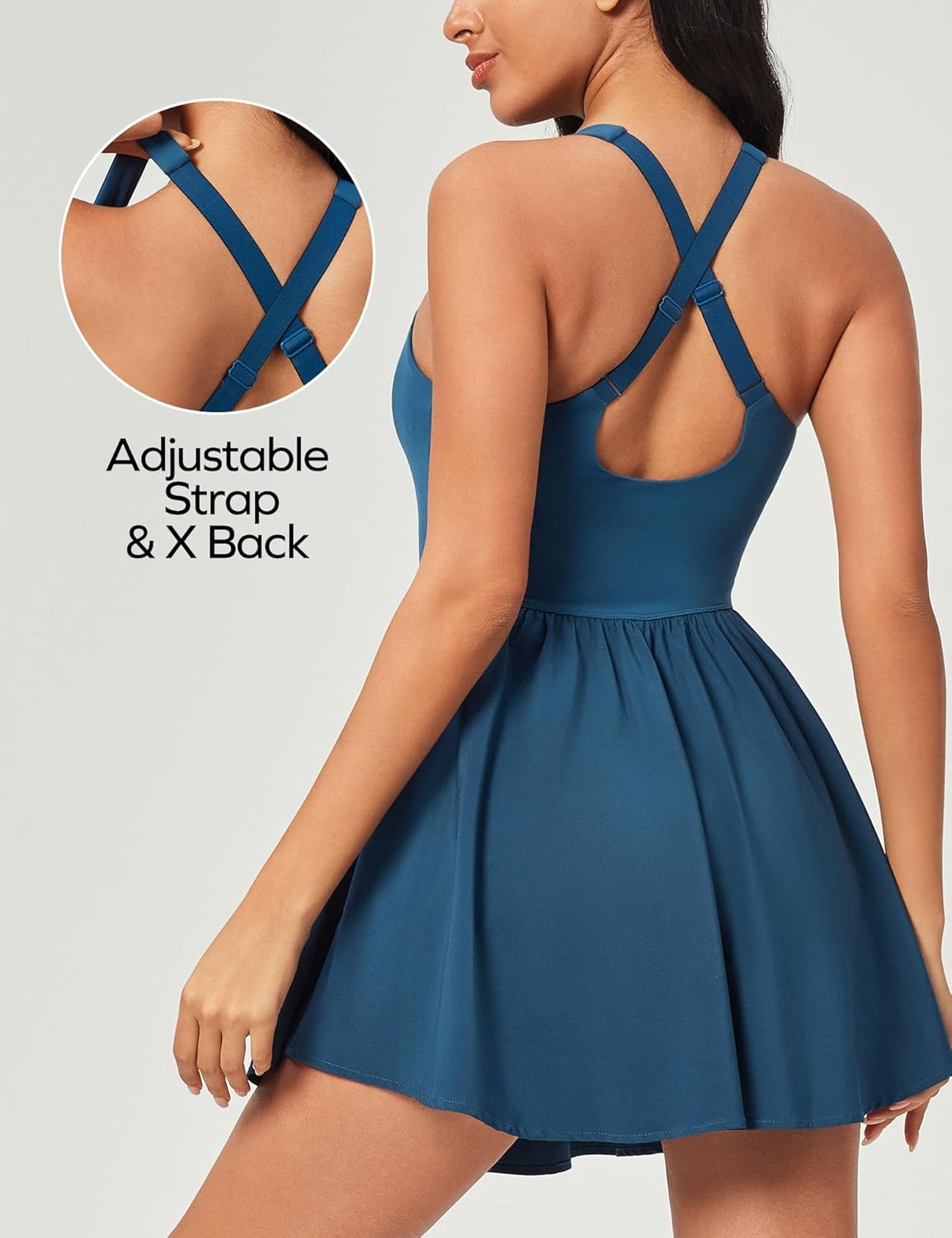 Ewedoos Tennis Dresses for Women with Shorts Underneath Easy Peezy Athletic Dress Workout Square Neck Golf Active Dress - Image 3