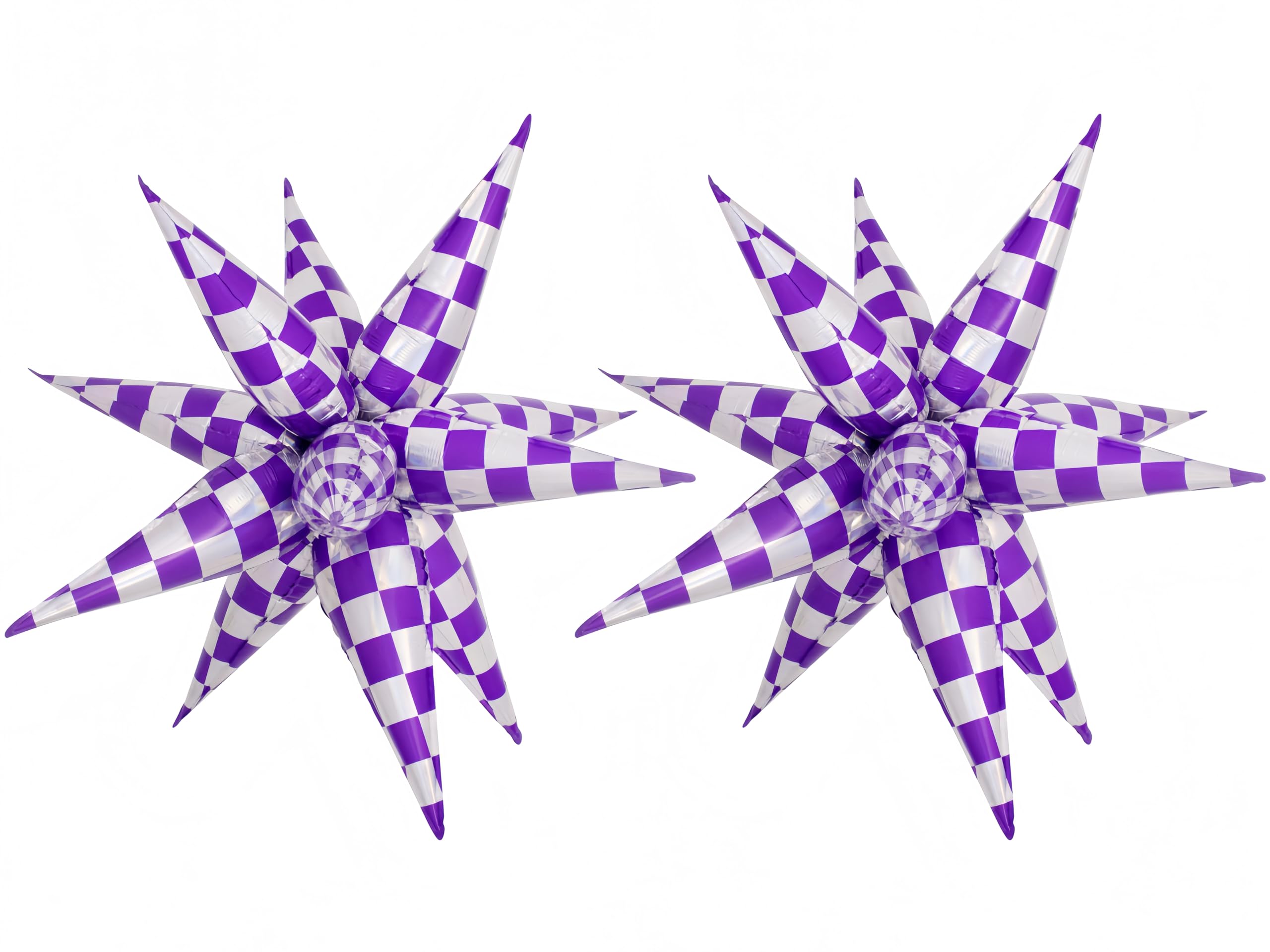View 1 of 2 * 12 Pcs Purple Silver Checkered Star Foil Balloons/Korean Idol Demon Hunters Singer Fans Party Decoration/Tayl Popular Singer Birthday Decor/Halloween, New Year/Y3K Girl Decor(2Pcs Purple Laser)