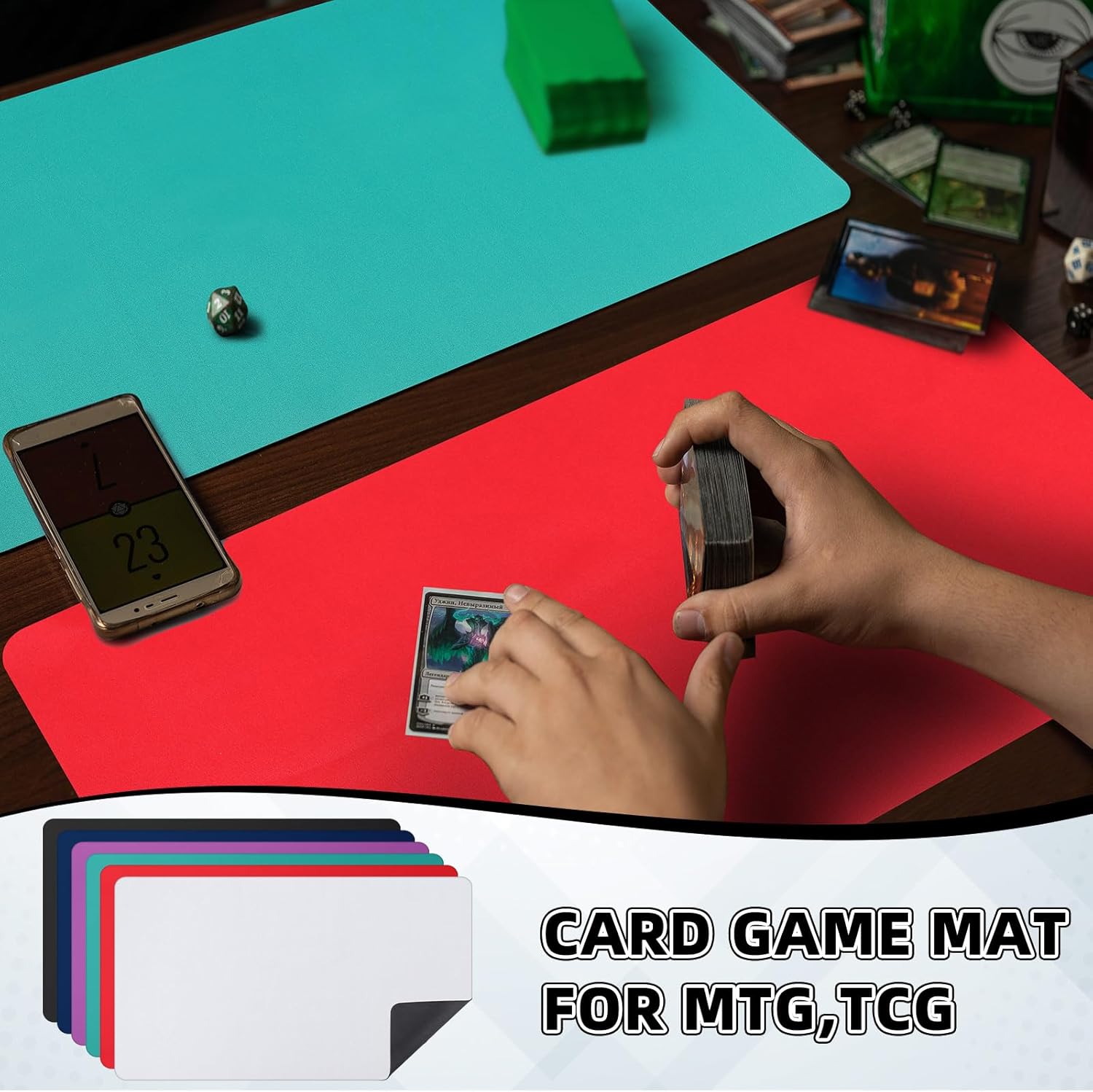 Yexiya 6 Pcs Playing Card Mat Sublimation Blanks Playmat for TCG MTG 24 x 14 Inch Smooth Rubber Board Game Mat for Cards Gameplay, Board Games(Mix Color)