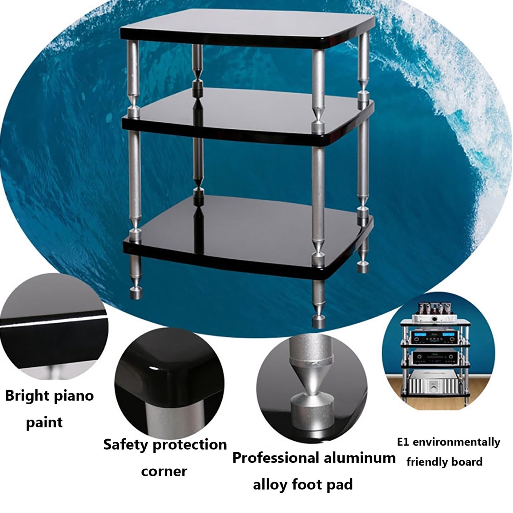 Ste nd - Estante esquinero para consola giratoria con estantes AV Ma Tower o Rack (59 x 49 x 83 cm), perfecto para cine en casa